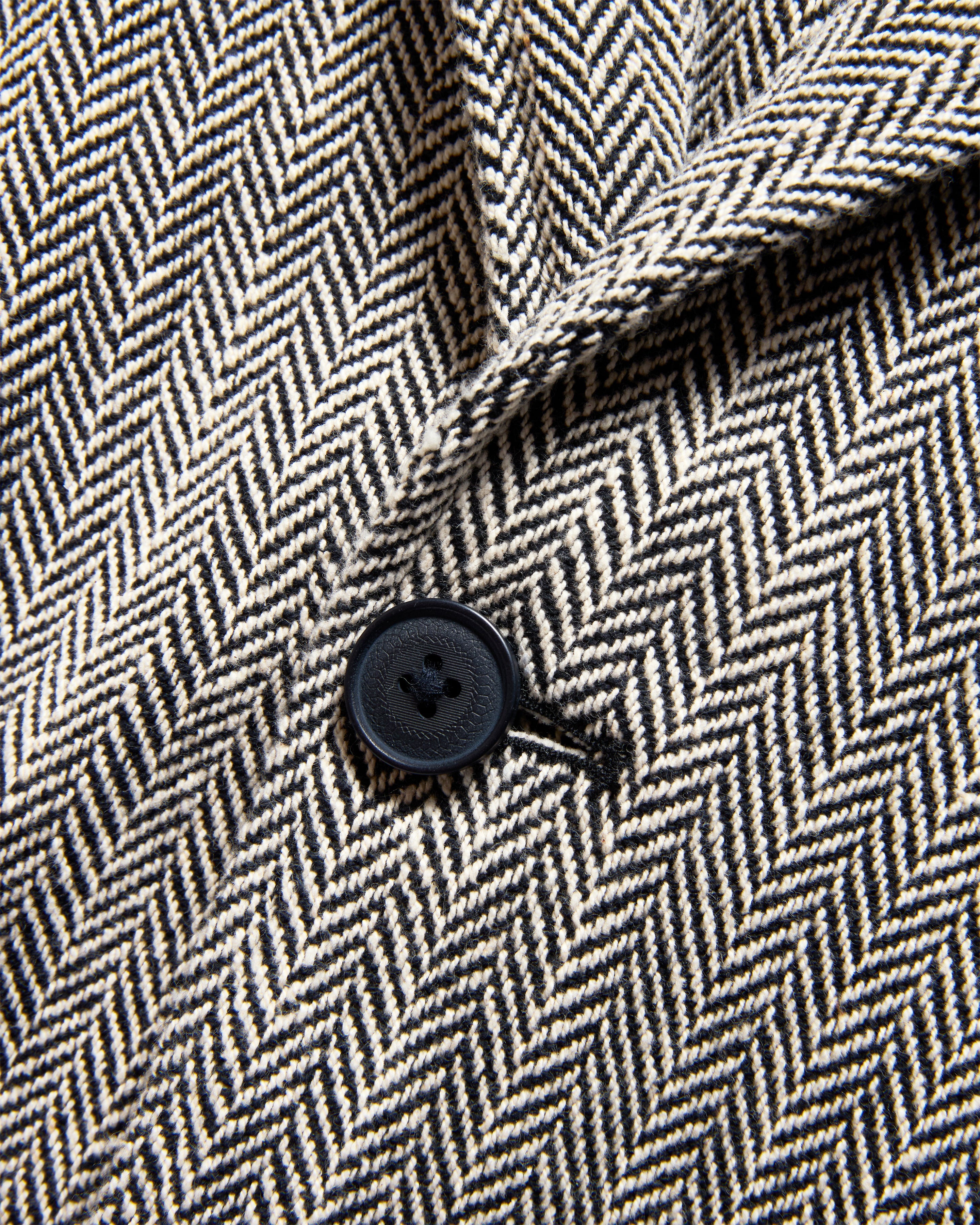 BRERA SINGLE BREASTED BLAZER - BLACK / ECRU HANDWOVEN COTTON HERRINGBONE