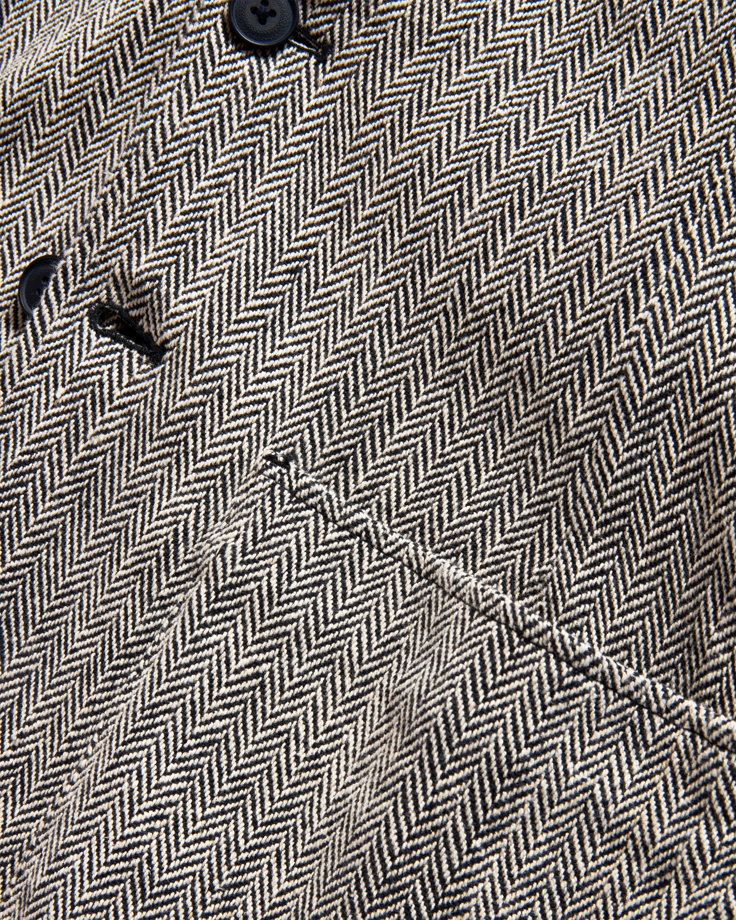 BRERA SINGLE BREASTED BLAZER - BLACK / ECRU HANDWOVEN COTTON HERRINGBONE