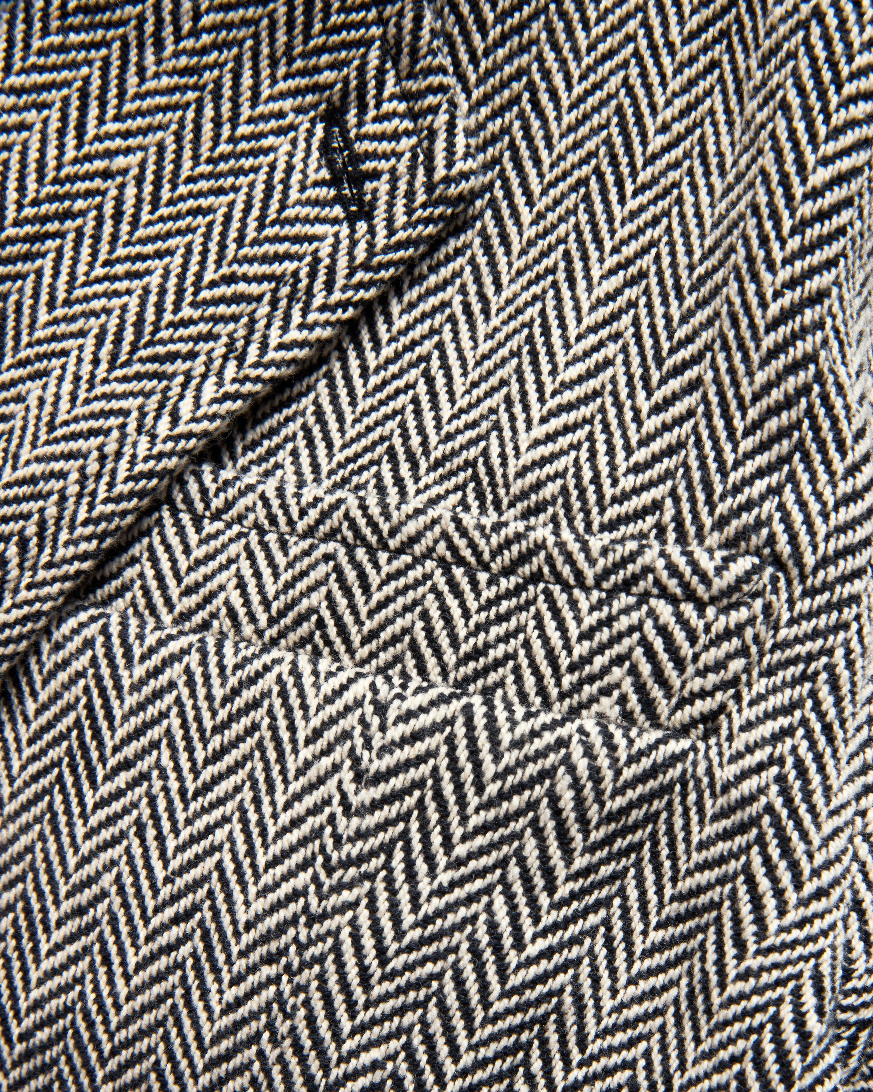 BRERA SINGLE BREASTED BLAZER - BLACK / ECRU HANDWOVEN COTTON HERRINGBONE