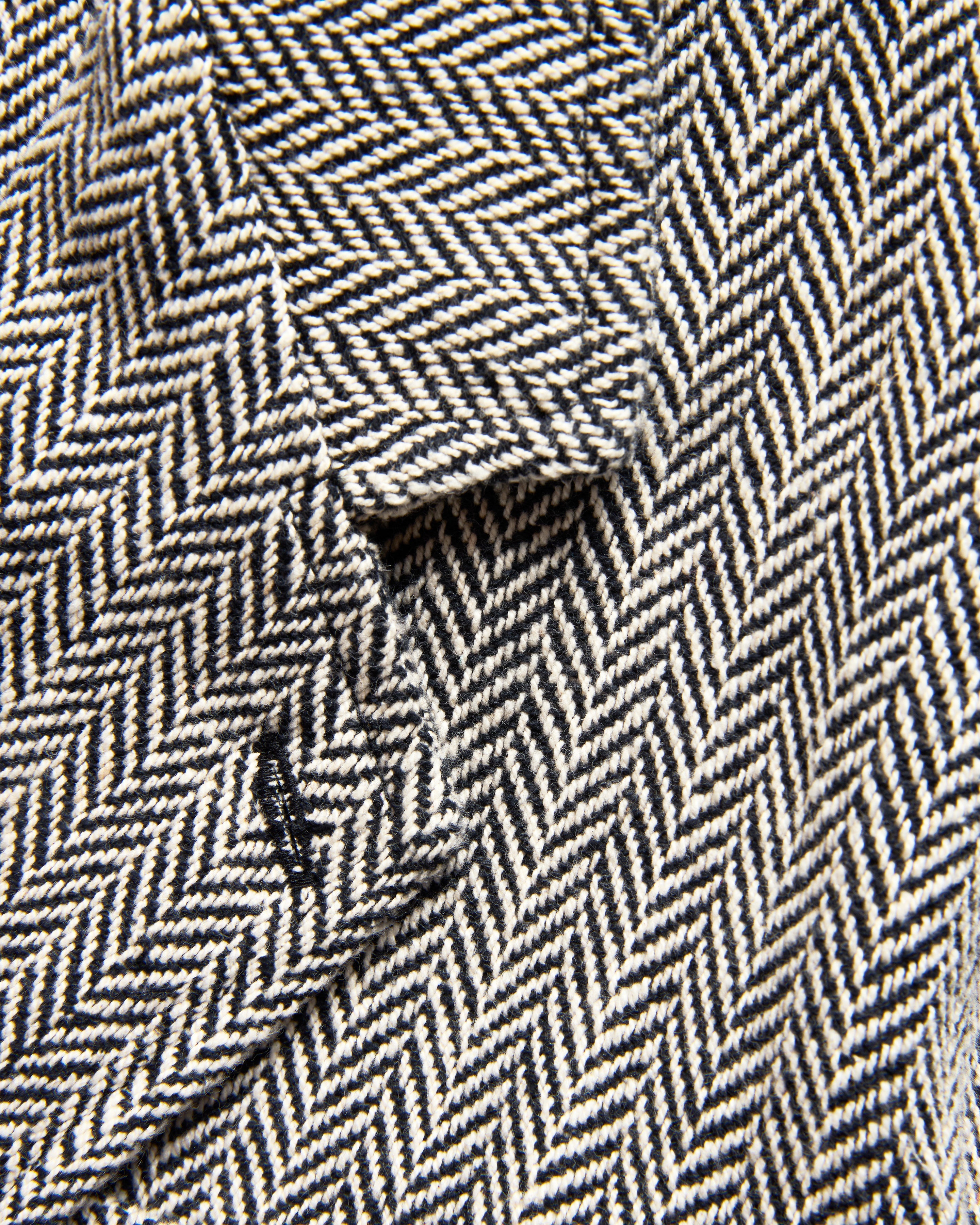 BRERA SINGLE BREASTED BLAZER - BLACK / ECRU HANDWOVEN COTTON HERRINGBONE