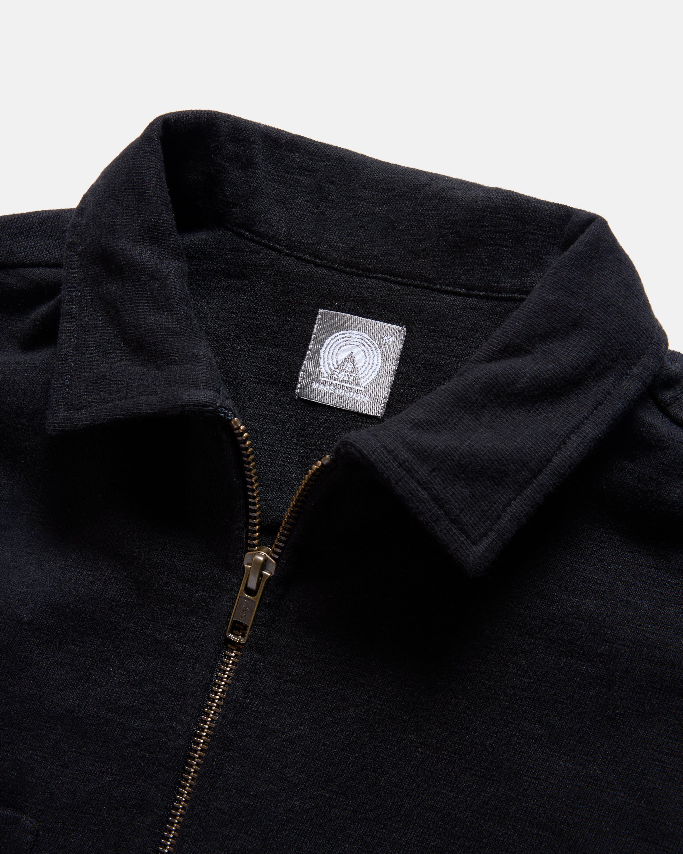 SS HOLLOW POLO - BLACK 9.2 oz SLUB COTTON JERSEY