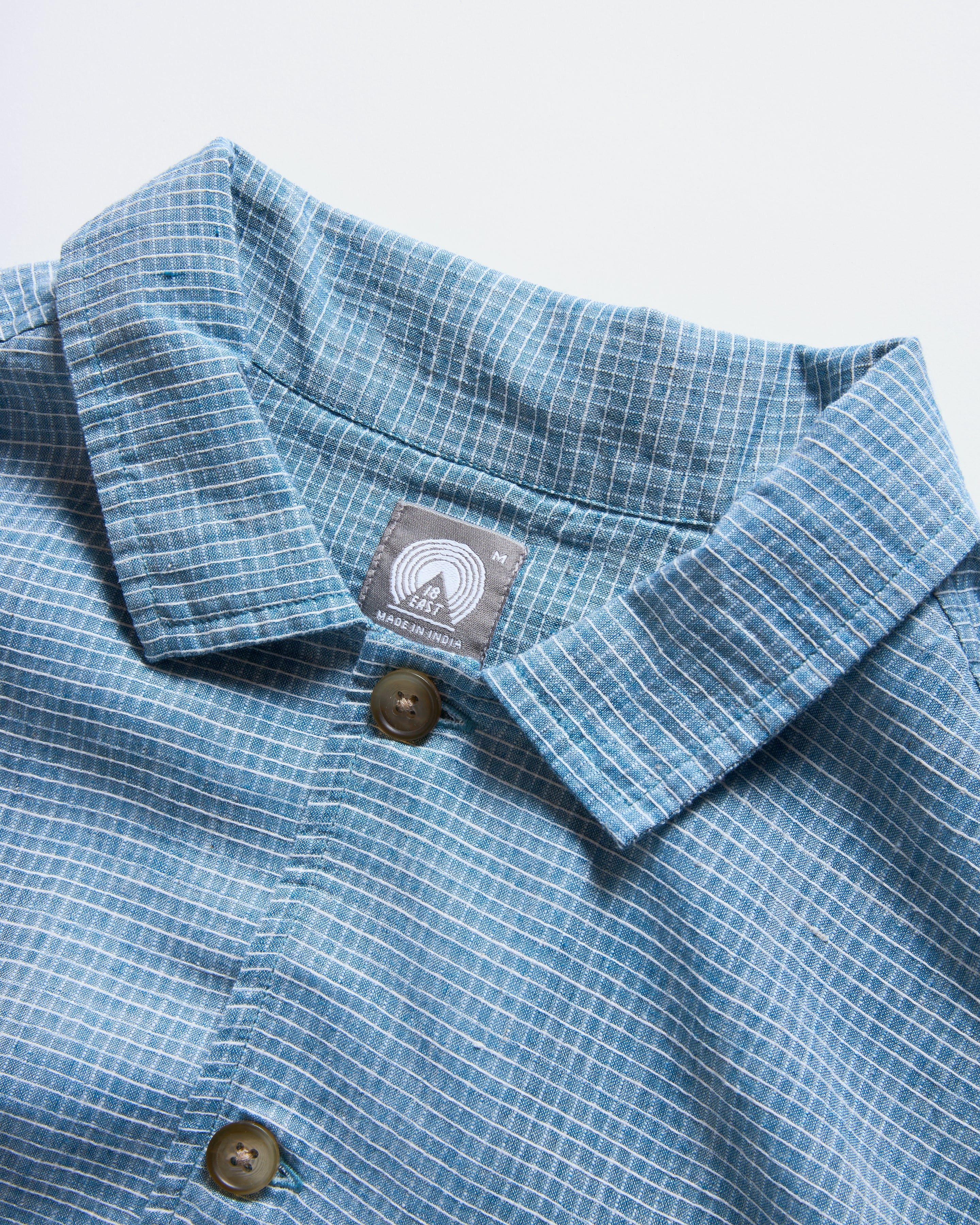S/S SINGLE POCKET SAM SHIRT - CHAMBRAY / WHITE HANDWOVEN COTTON RIPSTOP
