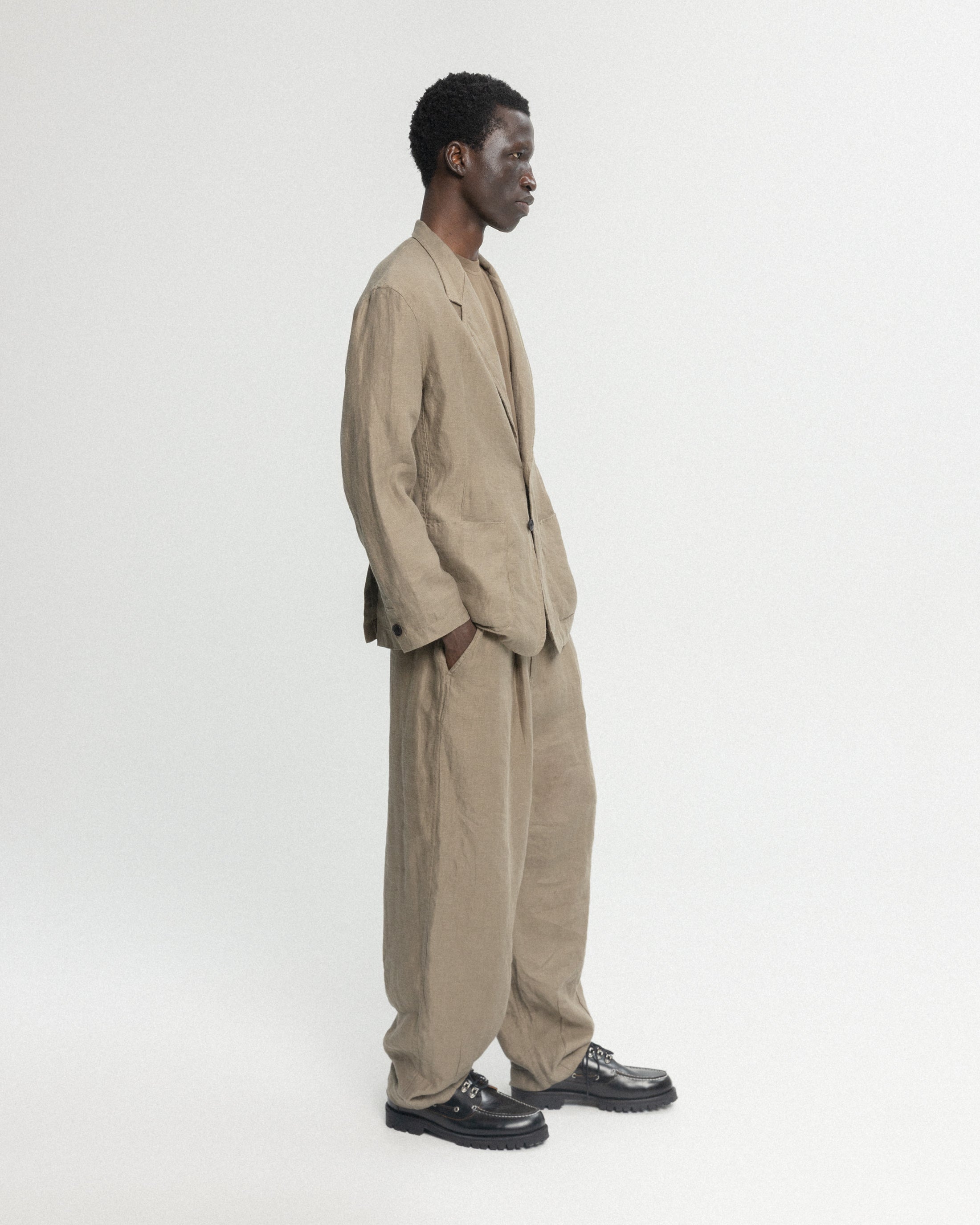 BRERA SINGLE BREASTED BLAZER - FALLEN ROCK LINEN TWILL