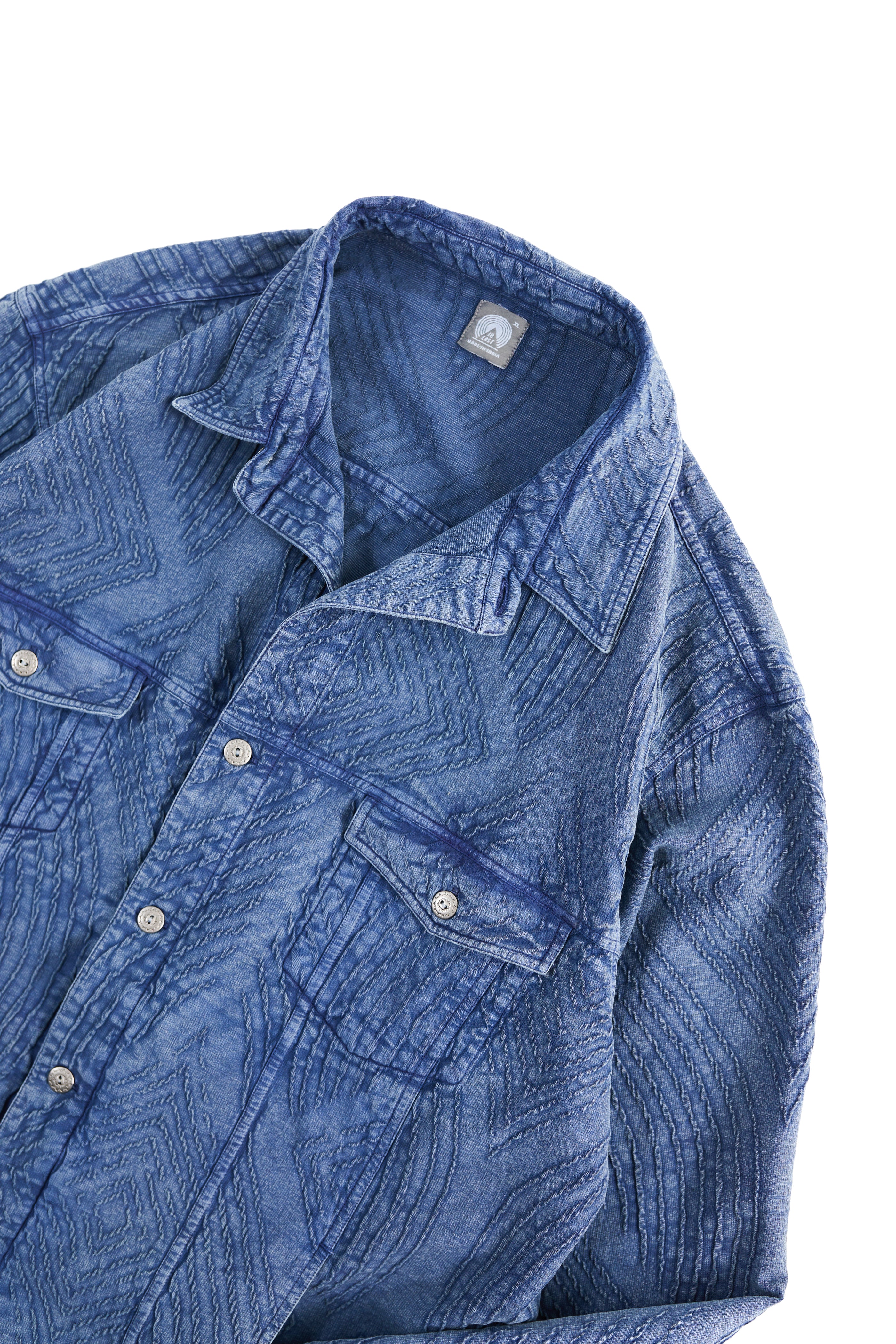 APAMAAN TRUCKER JACKET - WASHED INDIGO INDIAN DOUBLEWEAVE JACQUARD