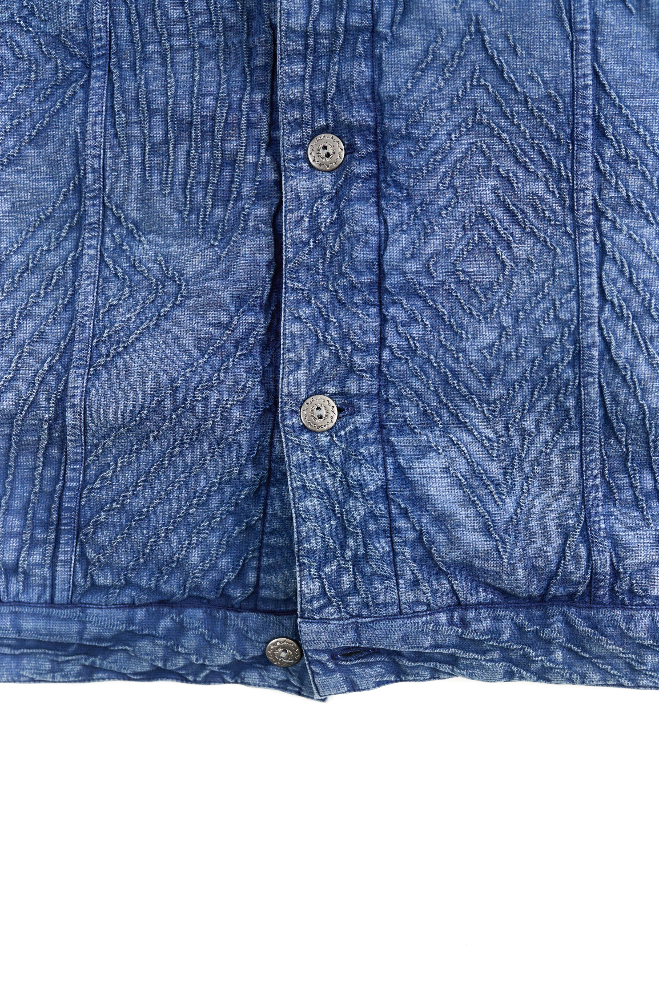 APAMAAN TRUCKER JACKET - WASHED INDIGO INDIAN DOUBLEWEAVE JACQUARD