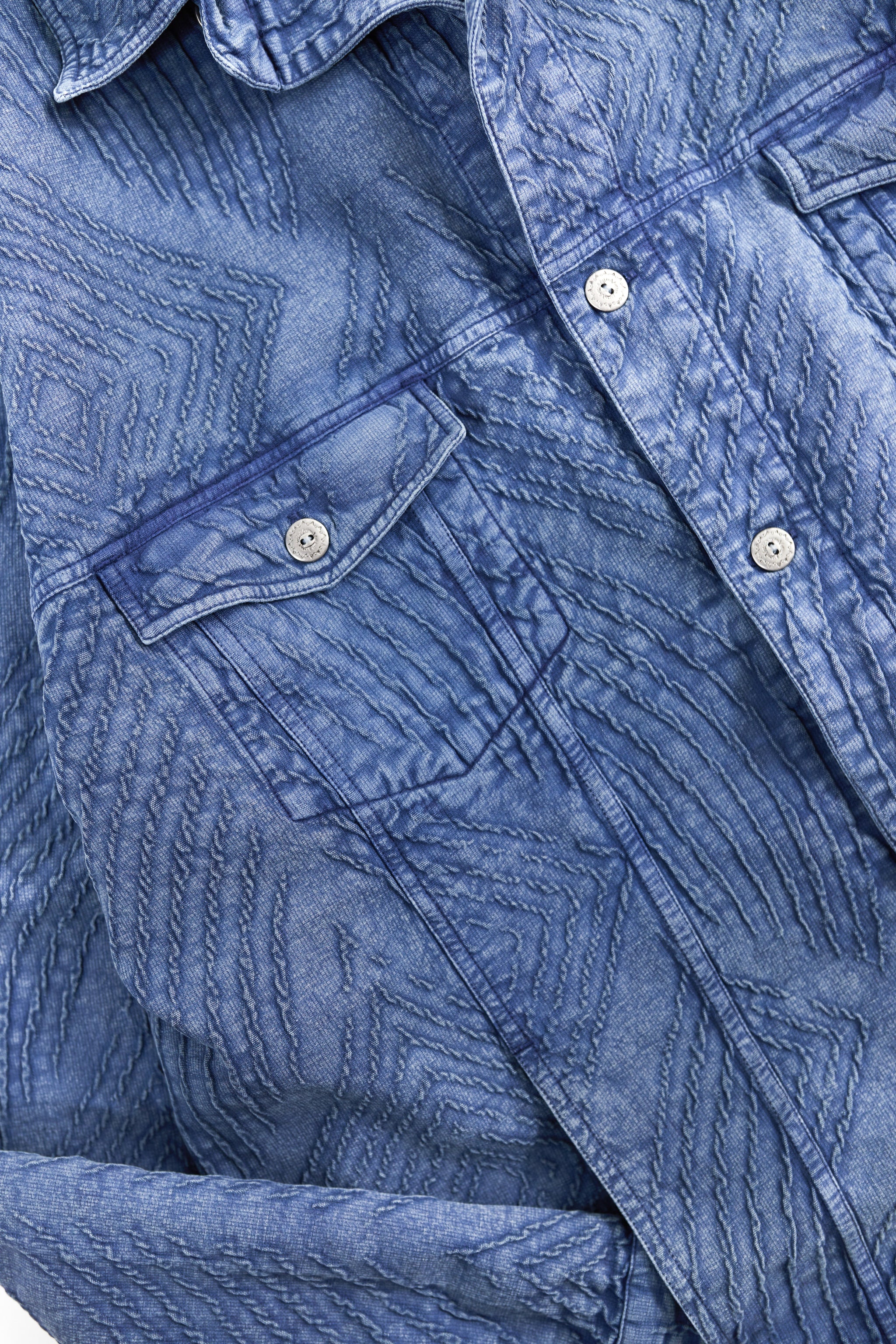 APAMAAN TRUCKER JACKET - WASHED INDIGO INDIAN DOUBLEWEAVE JACQUARD