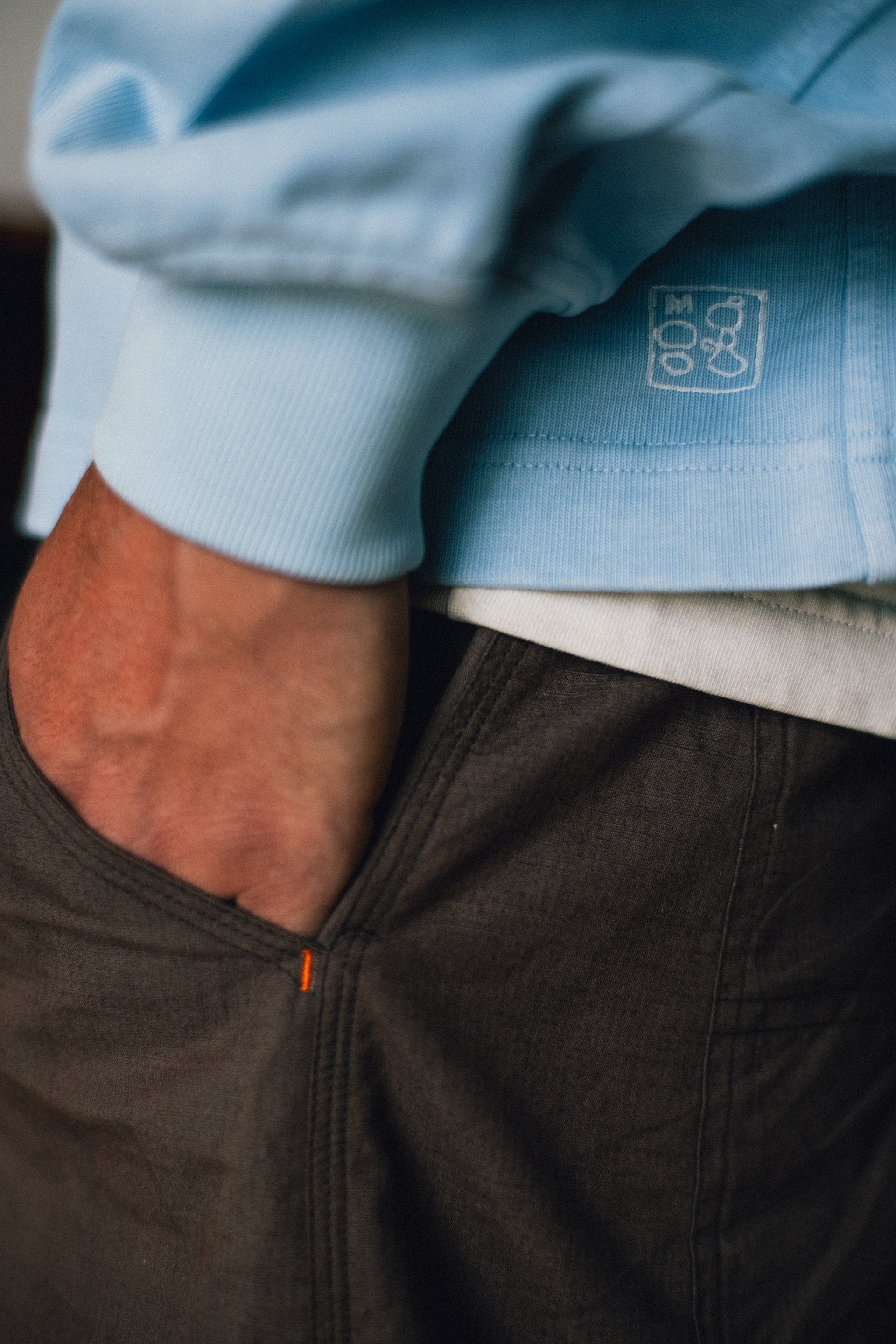 L/S SCRIMMAGE CREWNECK - BLUE FOG 12.25oz. ALL COTTON JERSEY