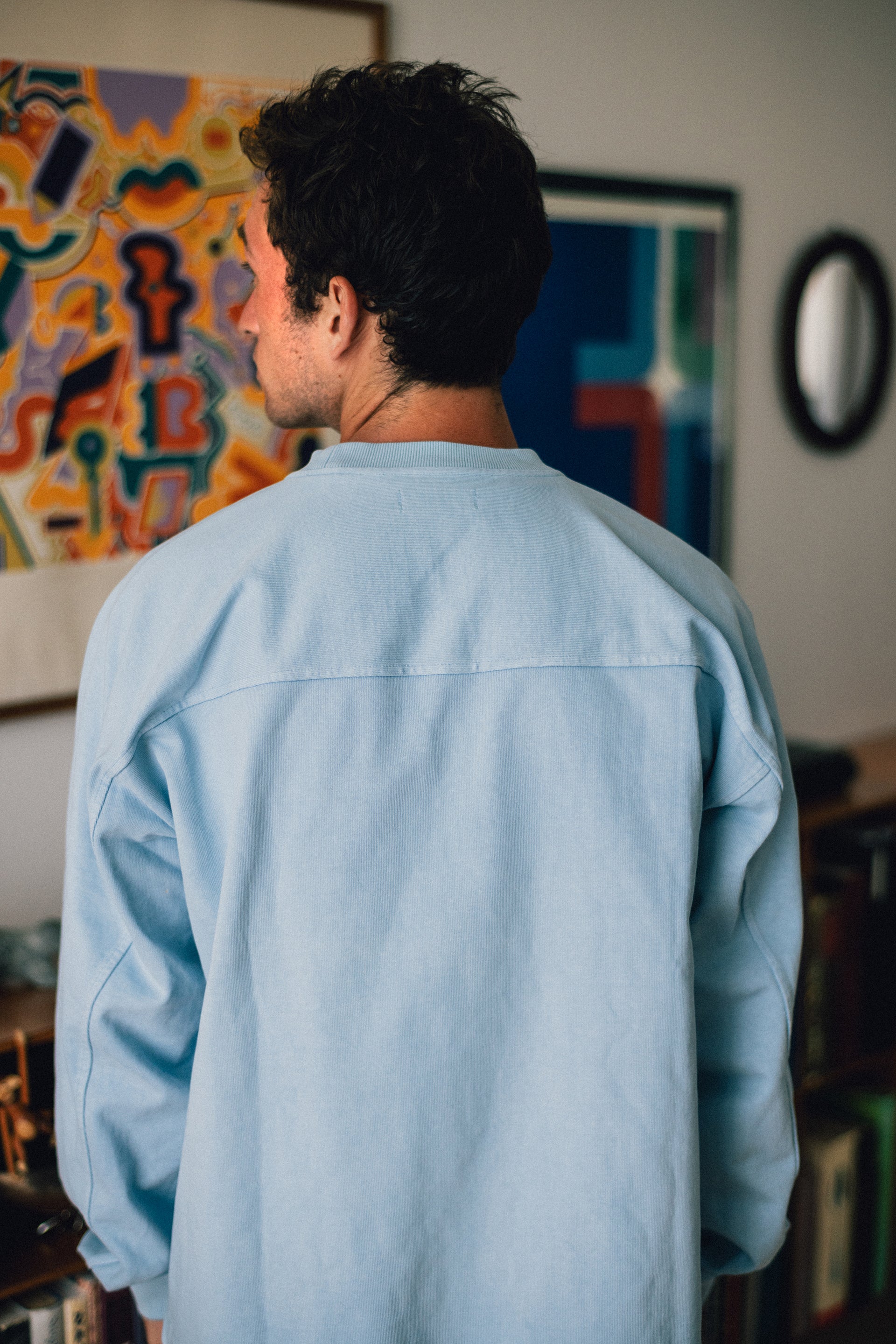 L/S SCRIMMAGE CREWNECK - BLUE FOG 12.25oz. ALL COTTON JERSEY