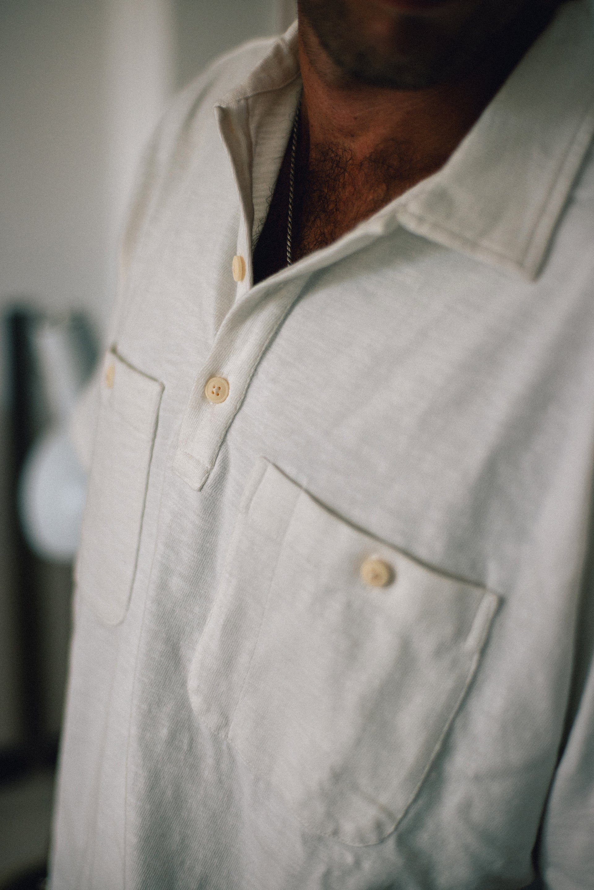 S/S OLIVER POLO - WHITE 9.2 oz SLUB COTTON JERSEY