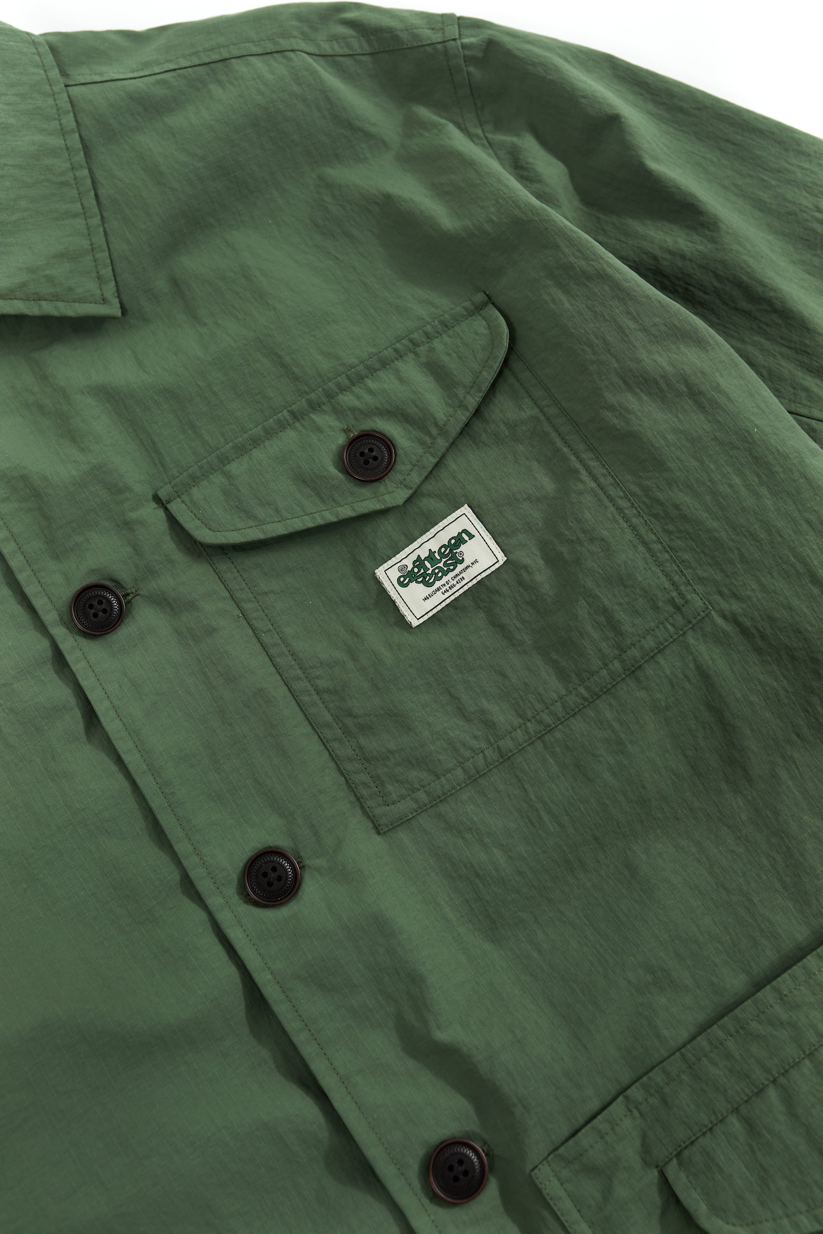 POLLICA CHORE COAT - SUMMER OLIVE MATTE NYLON RIPSTOP – 18 East