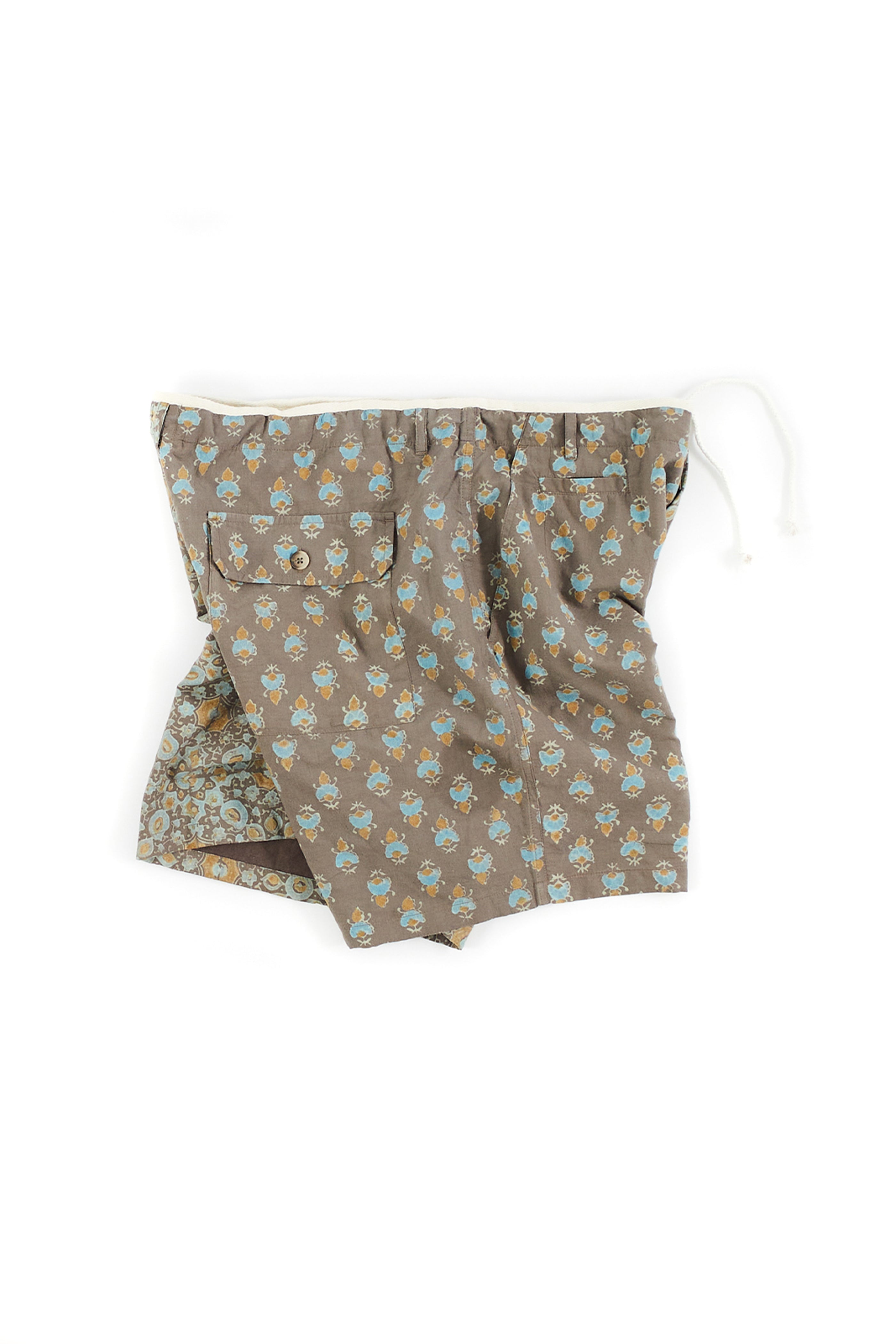 SHELTER CAMP SHORT - SILT / INDIGO / TURMERIC BAGRU BLOCK PRINTED COTTON