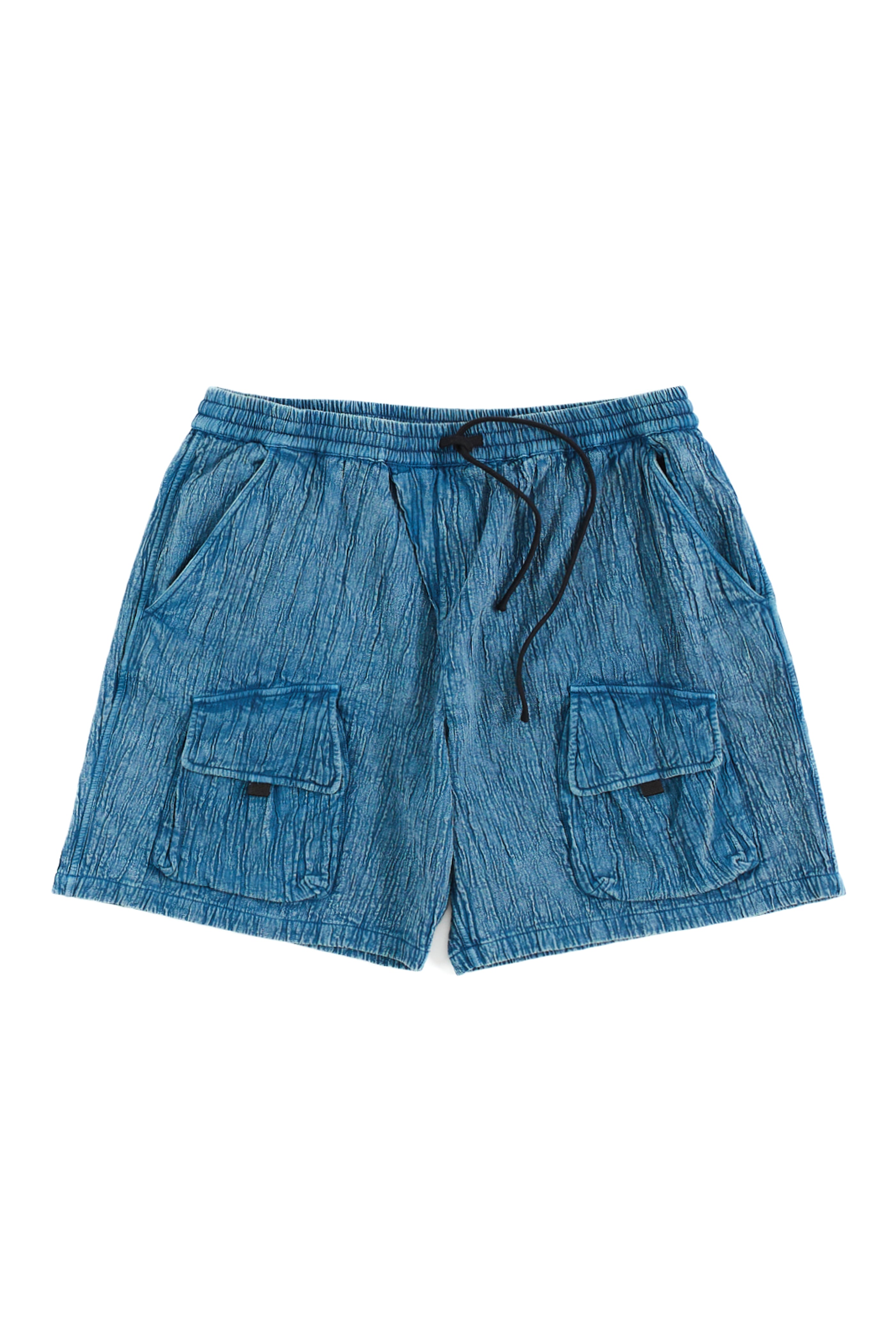 CATA UTILITY SHORTS - DUSTY BLUE "BARK" CRINKLE DOUBLE WEAVE