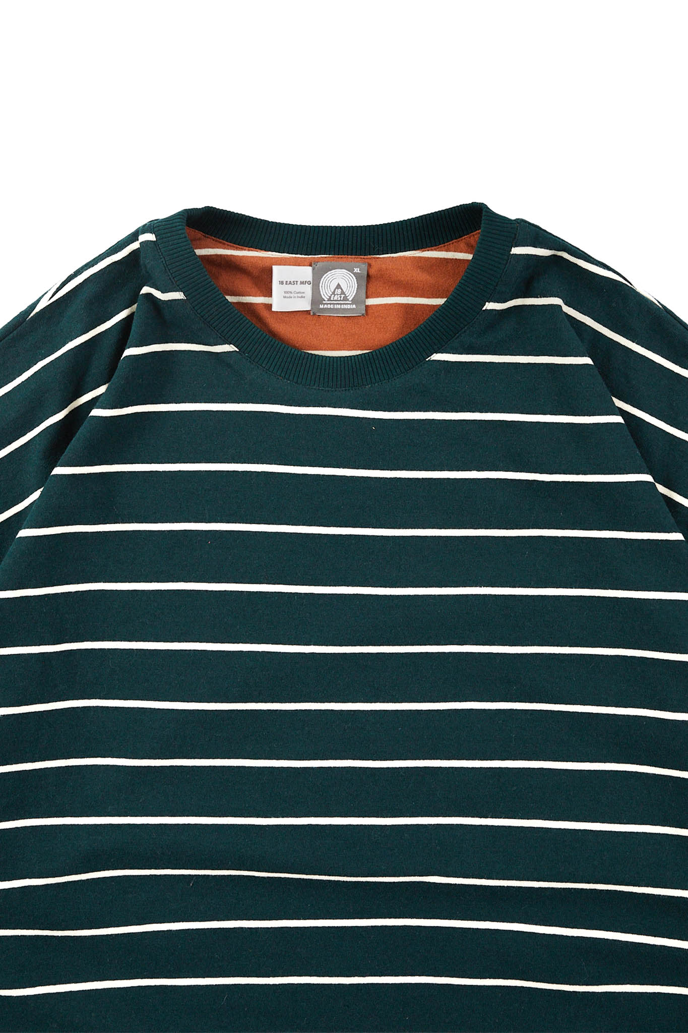 S/S KYO REVERSIBLE TEE - BOTTLE GREEN / RUSSET / WHITE STRIPED JERSEY