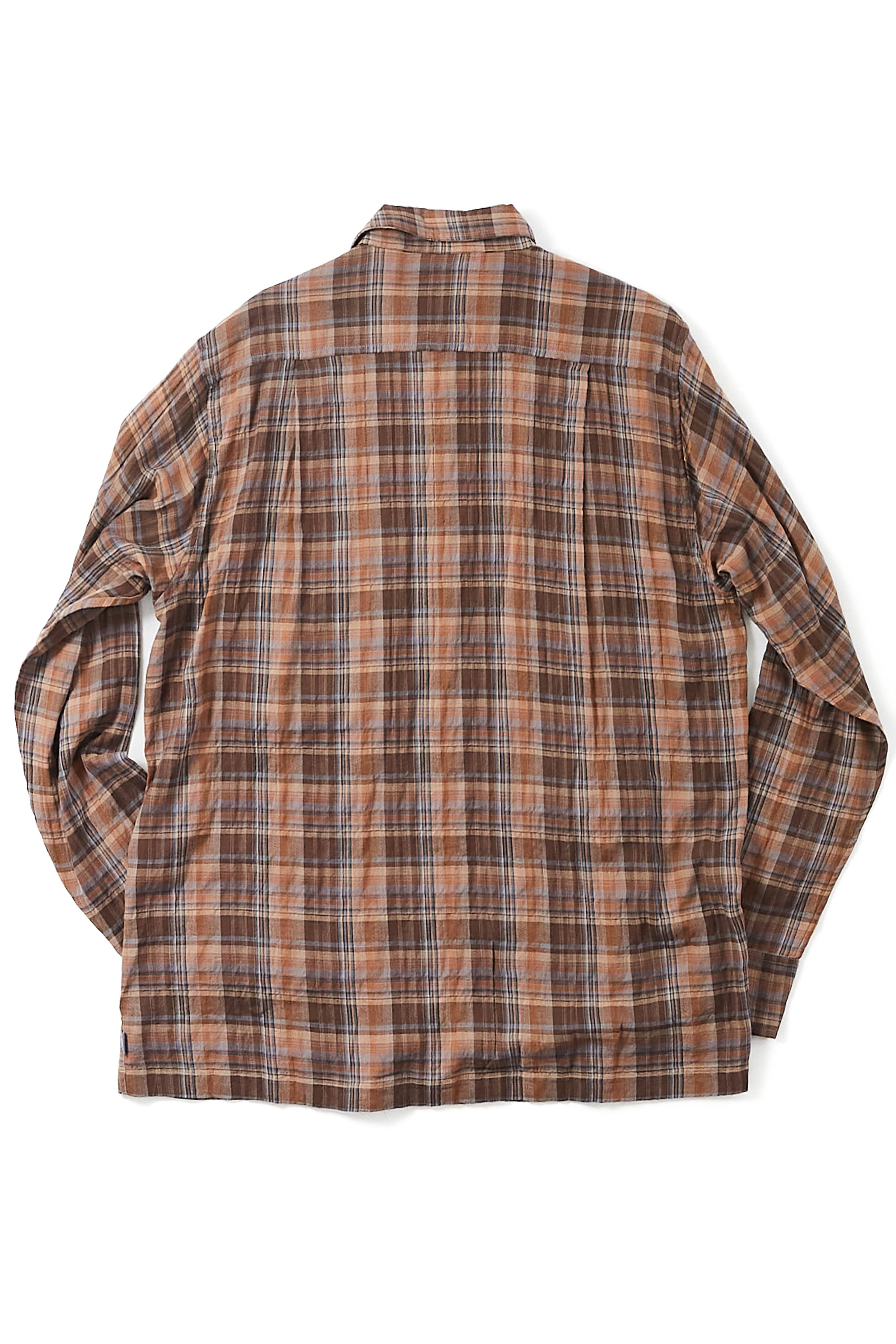 L/S WINHALL UTILITY SHIRT - CACAO / RUSSET / INDIGO COTTON GAUZE PLAID