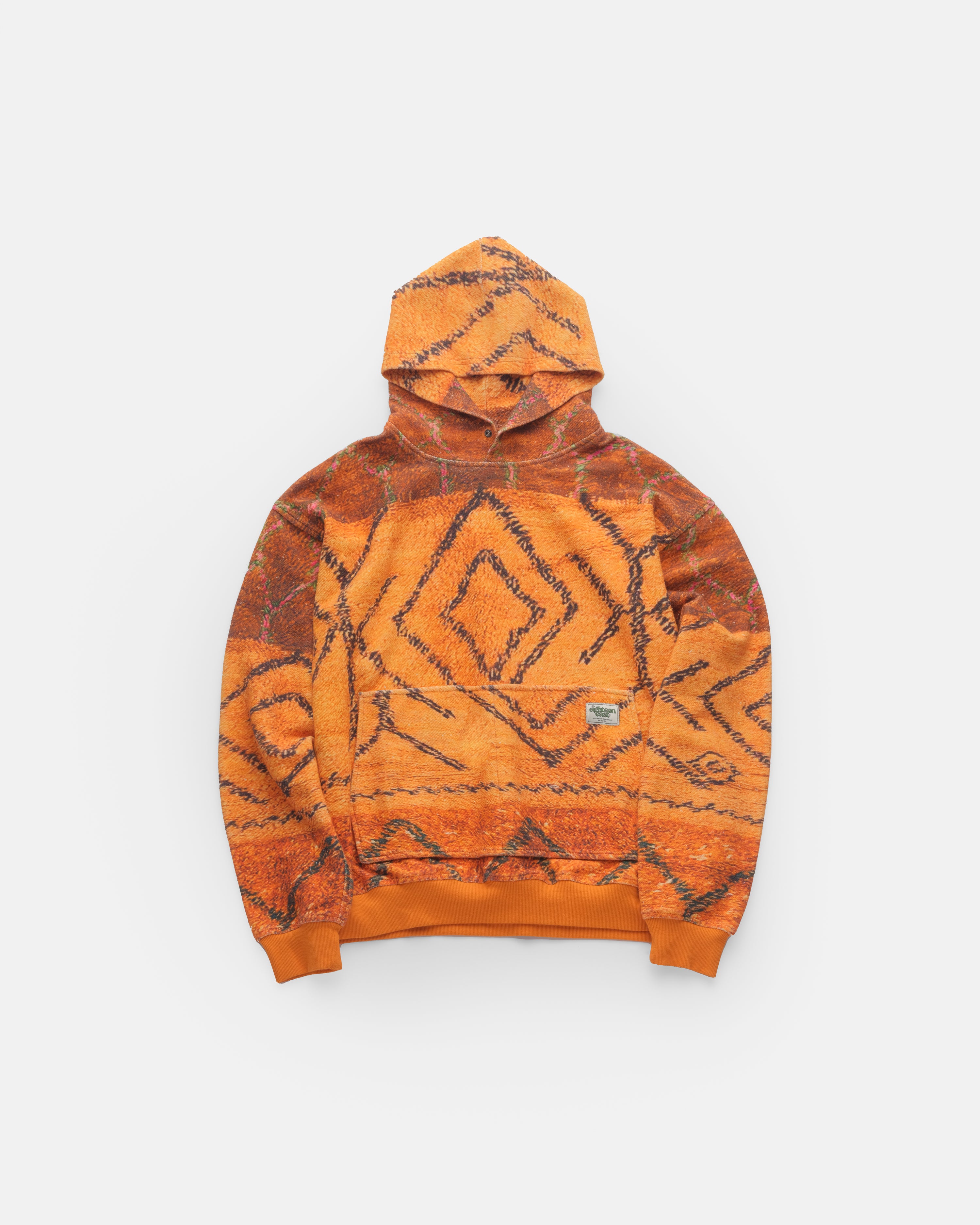 INDORF SNAP NECK HOODED SWEATSHIRT - GINGER TROMPE L'OEIL AZILAL REVERSE LOOPBACK TERRY