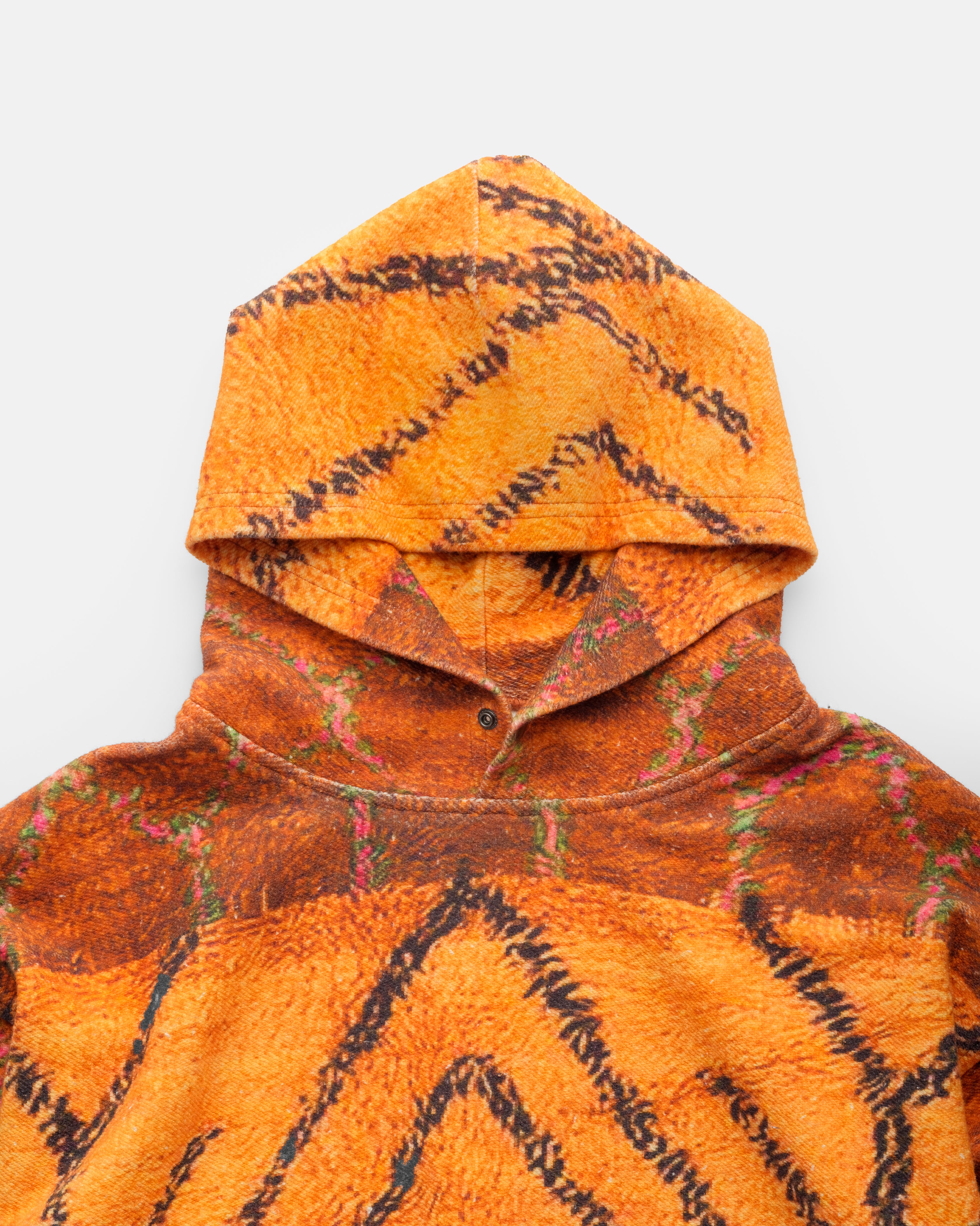 INDORF SNAP NECK HOODED SWEATSHIRT - GINGER TROMPE L'OEIL AZILAL