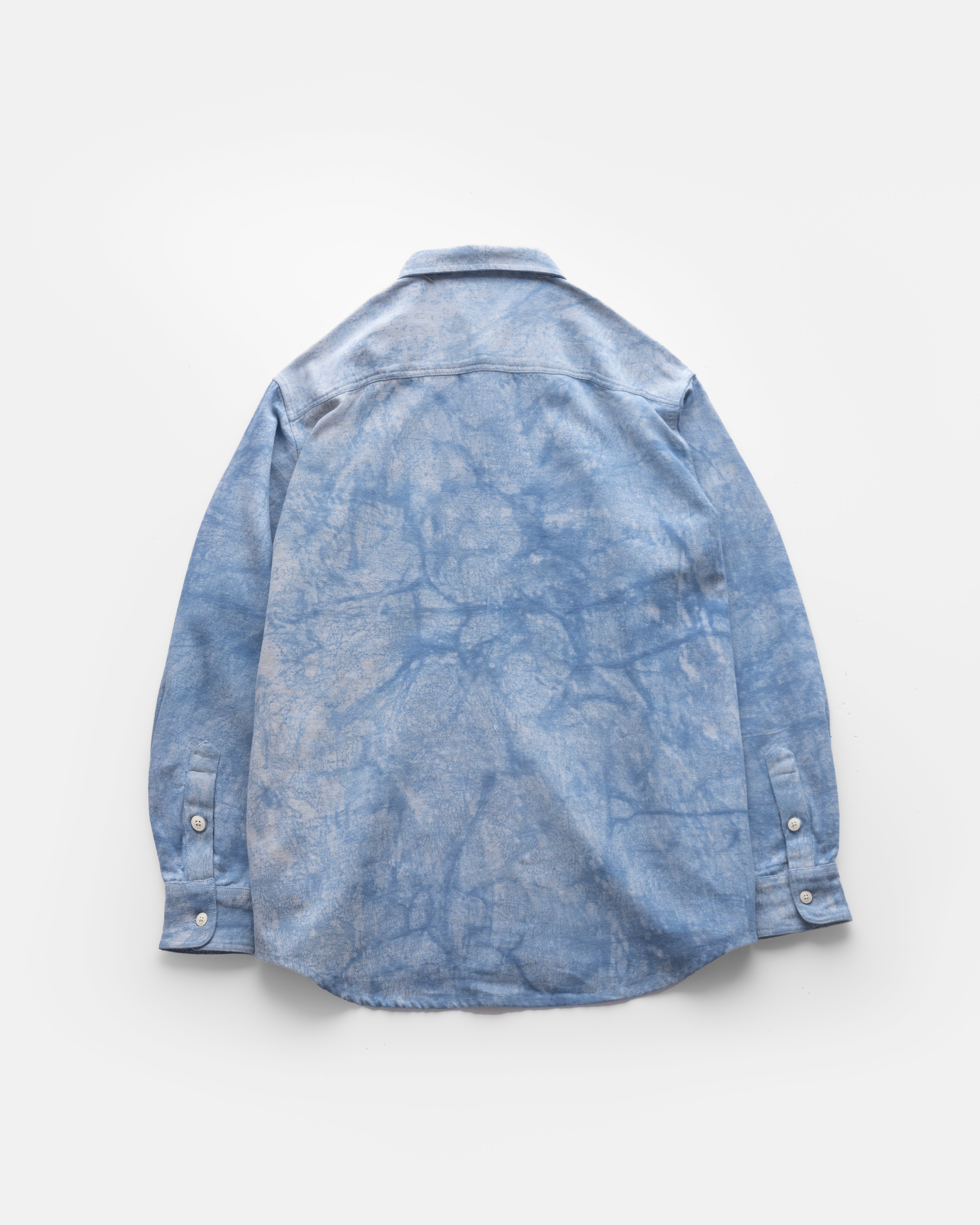 生成り80s Est.1818 Oxford button down shirt WOLF BUTTON-DOWN SHIRT - INFINITY BLUE DABU DYED OXFORD