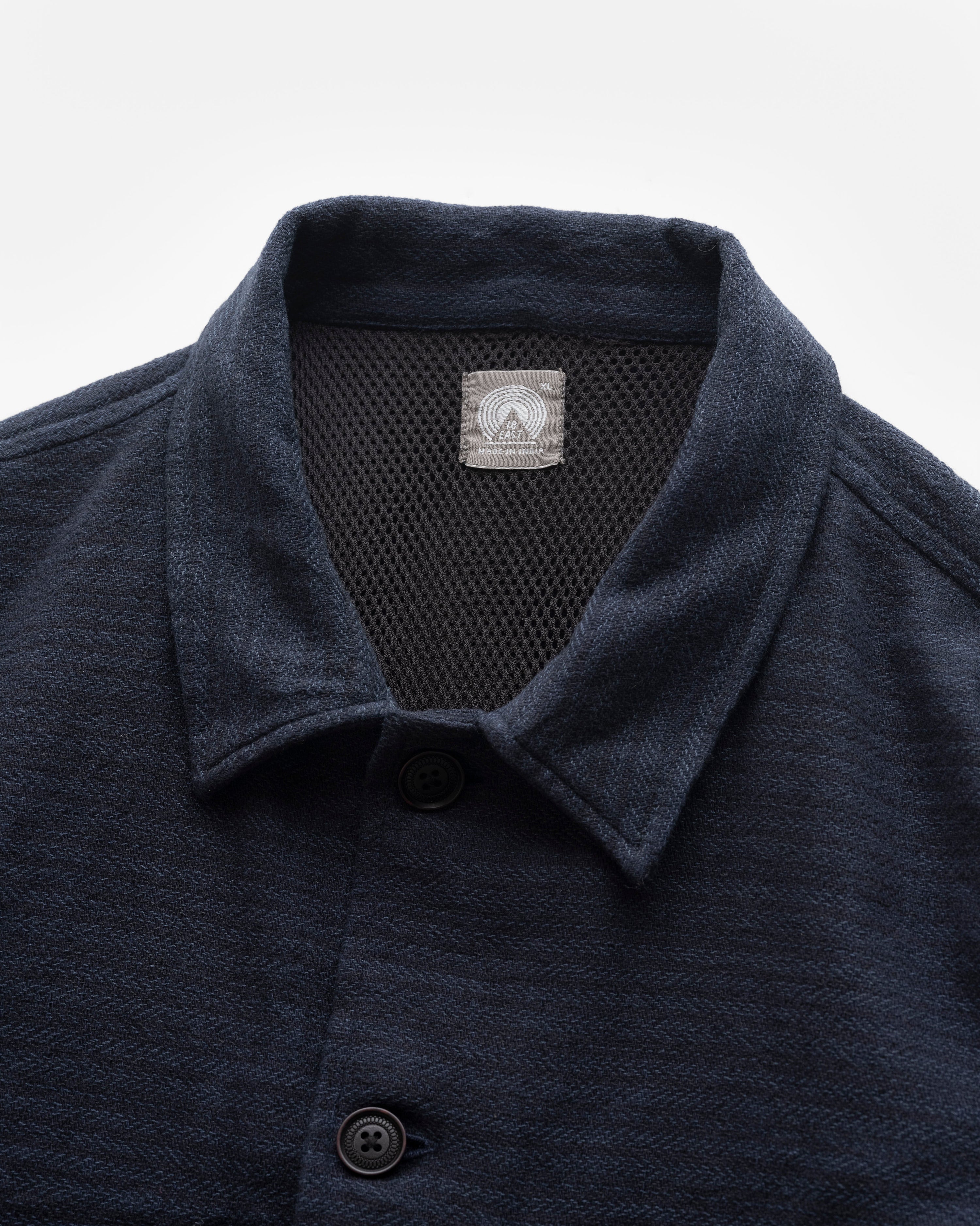 BELLOWS COACHES JACKET - ARC BLUE OVERDYED COTTON HERRINGBONE