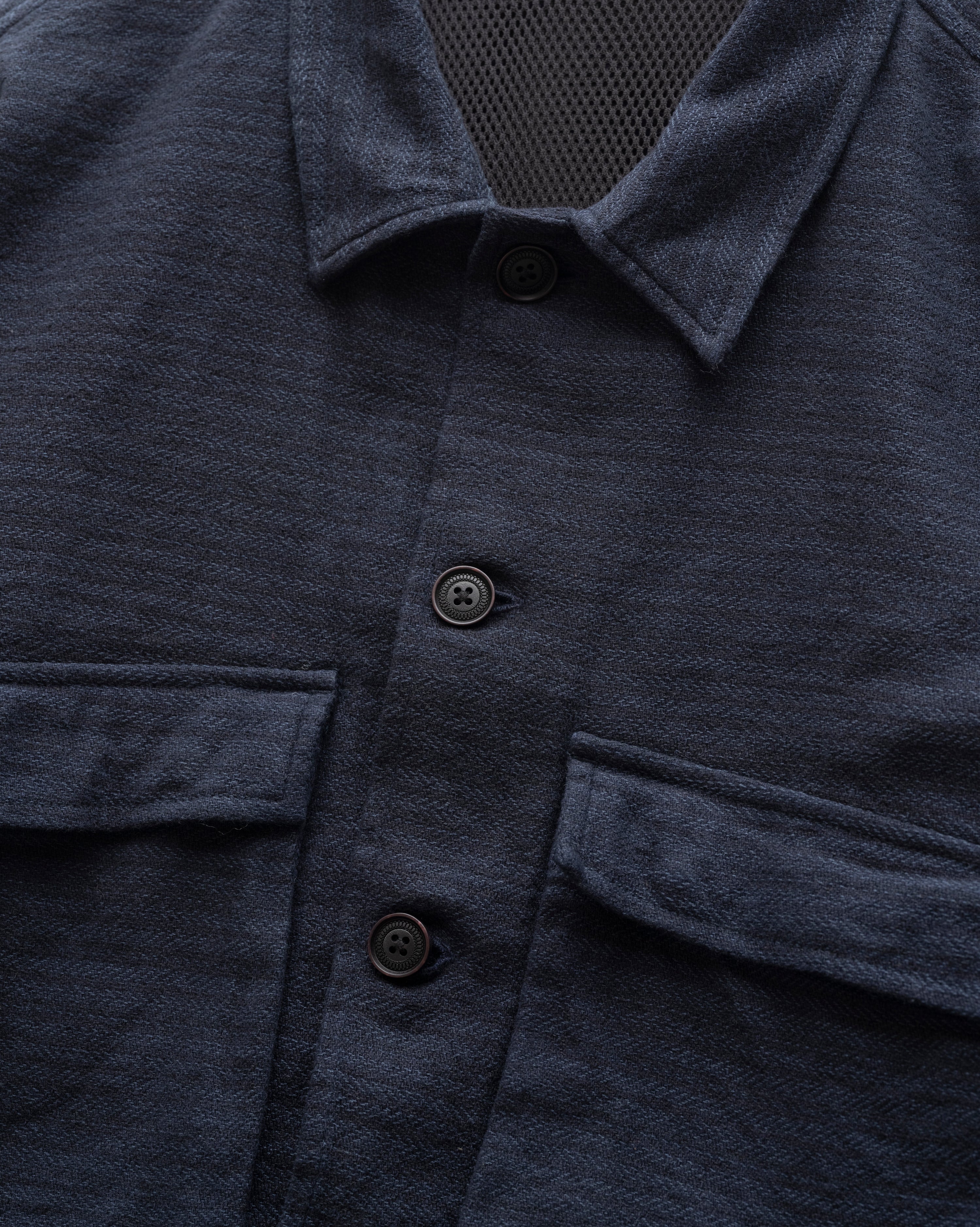 BELLOWS COACHES JACKET - ARC BLUE OVERDYED COTTON HERRINGBONE