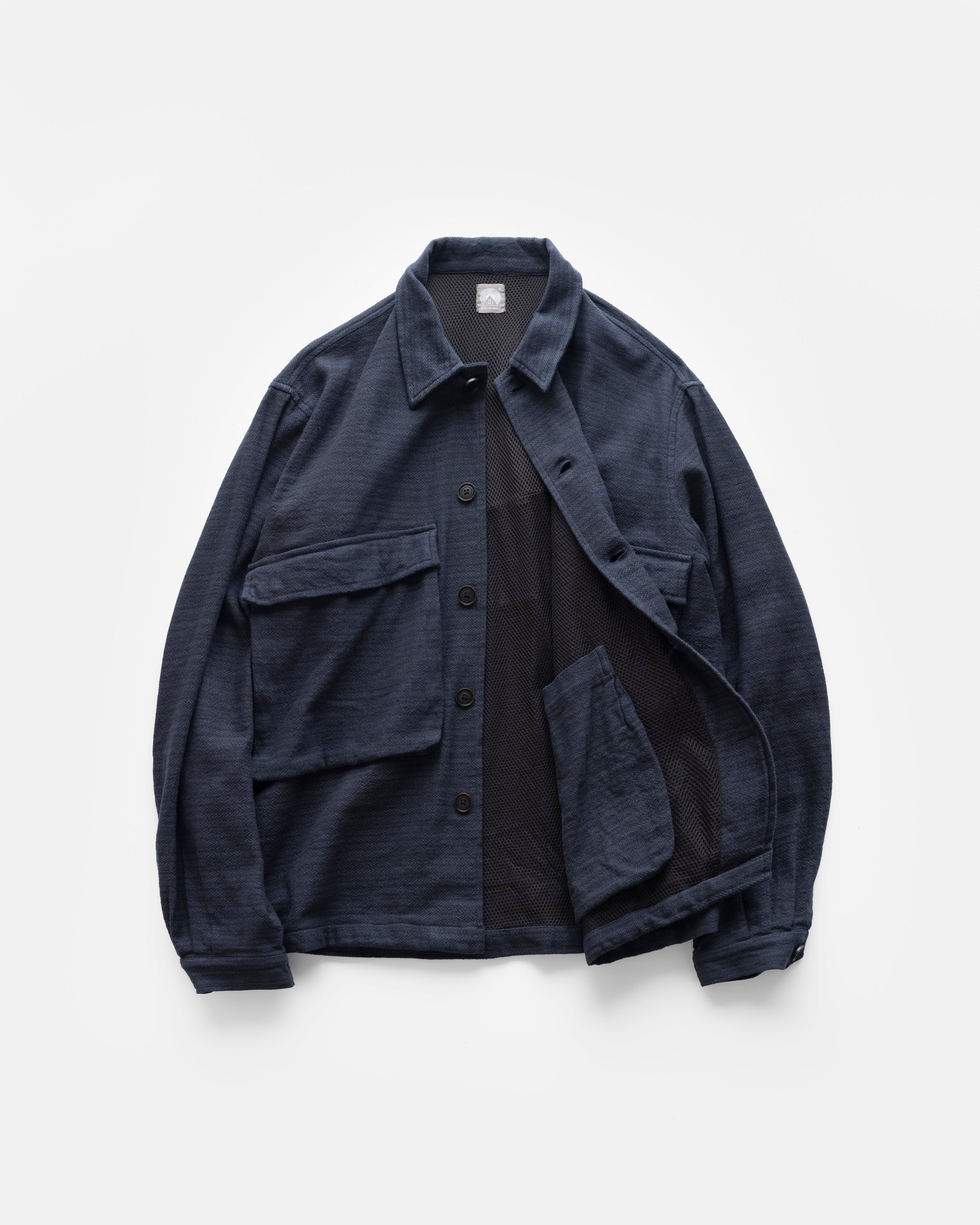 BELLOWS COACHES JACKET - ARC BLUE OVERDYED COTTON HERRINGBONE
