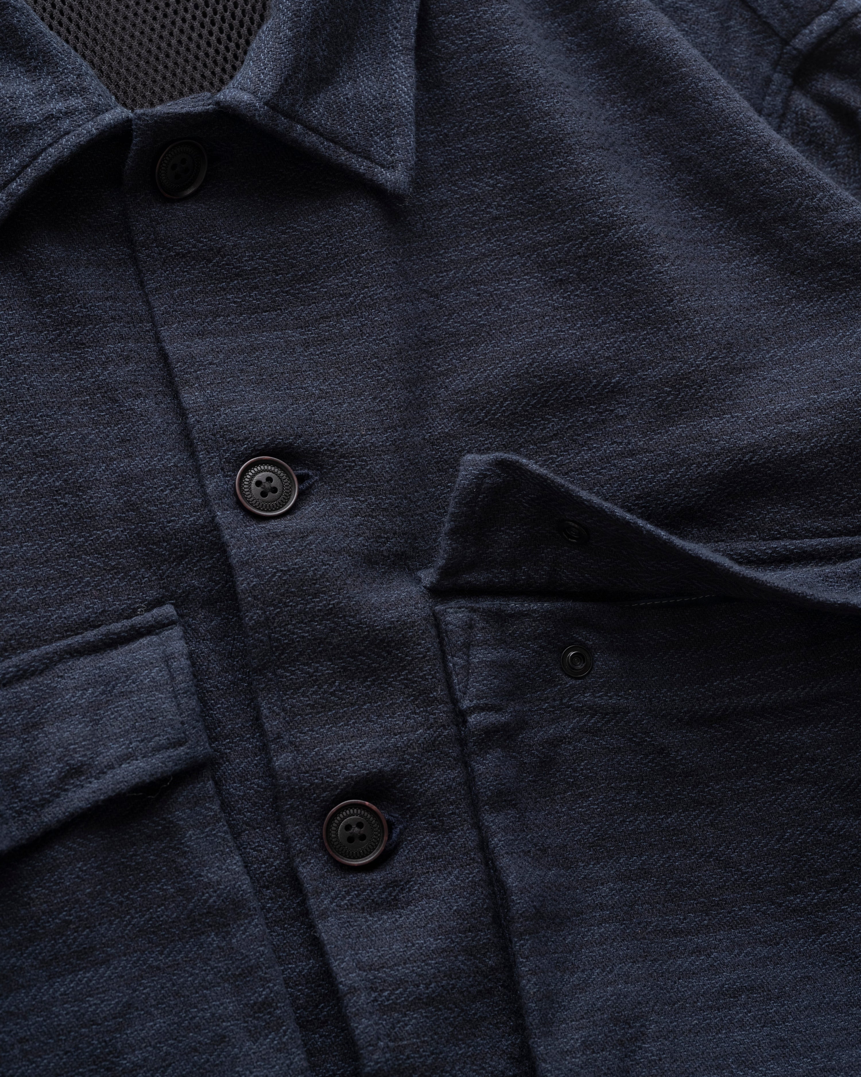 BELLOWS COACHES JACKET - ARC BLUE OVERDYED COTTON HERRINGBONE