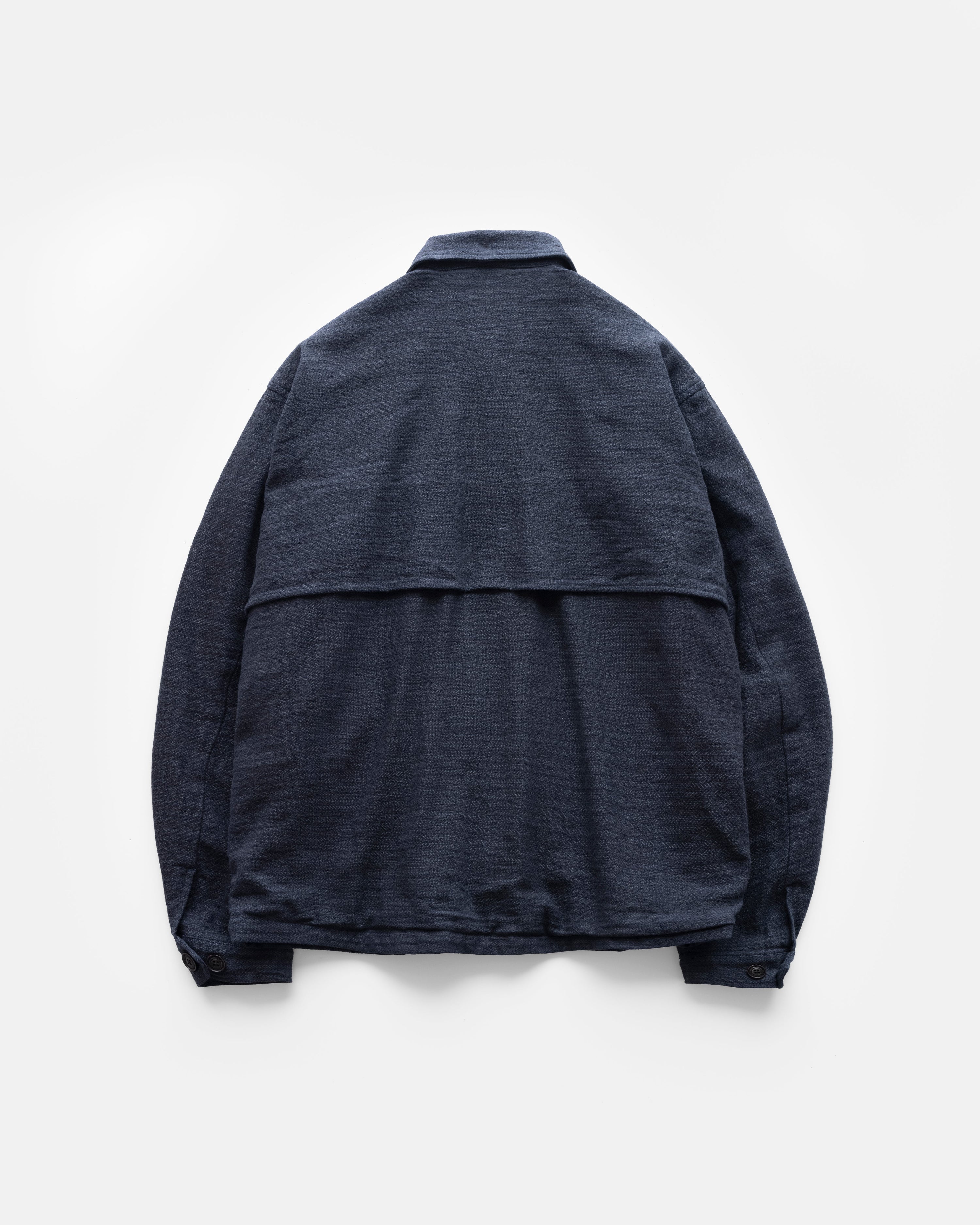 BELLOWS COACHES JACKET - ARC BLUE OVERDYED COTTON HERRINGBONE