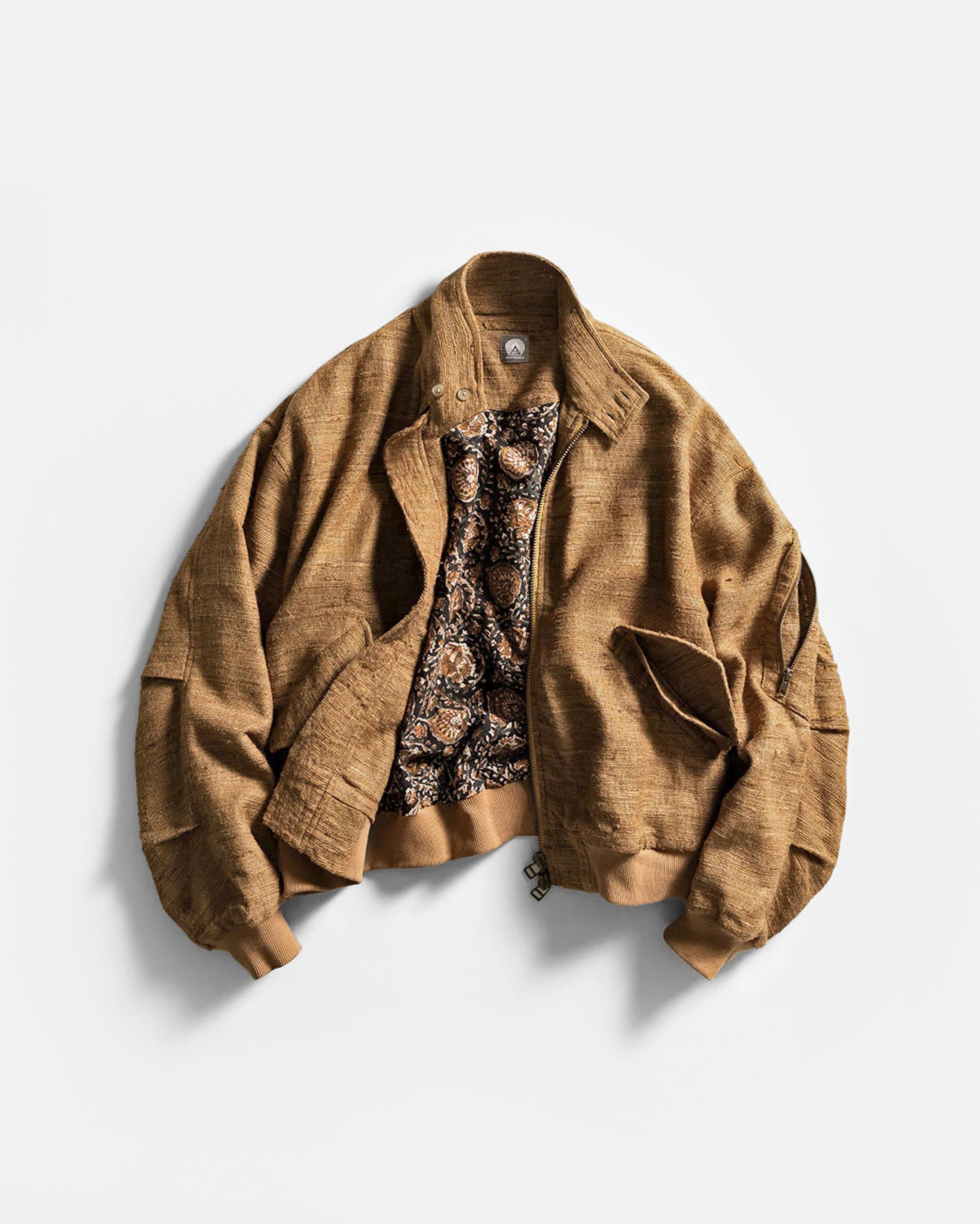 DANILO HARRINGTON JACKET - NEW TEAK HANDWOVEN MATKA SILK