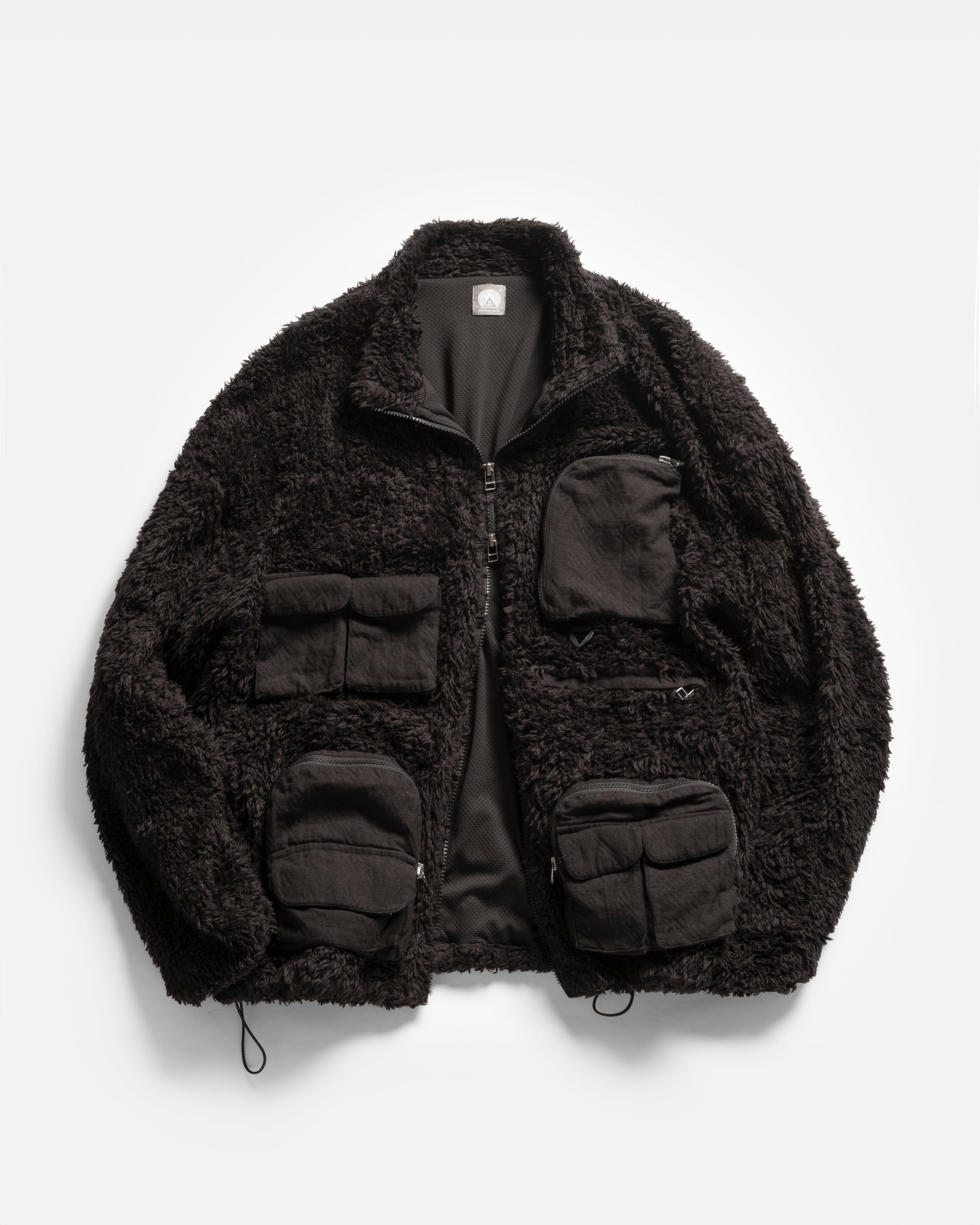 BANKS UTILITY FLEECE - BLACK ORGANIC ORGANIC COTTON SHERPA AND DOUBLE WEAVE JACQUARD COTTON