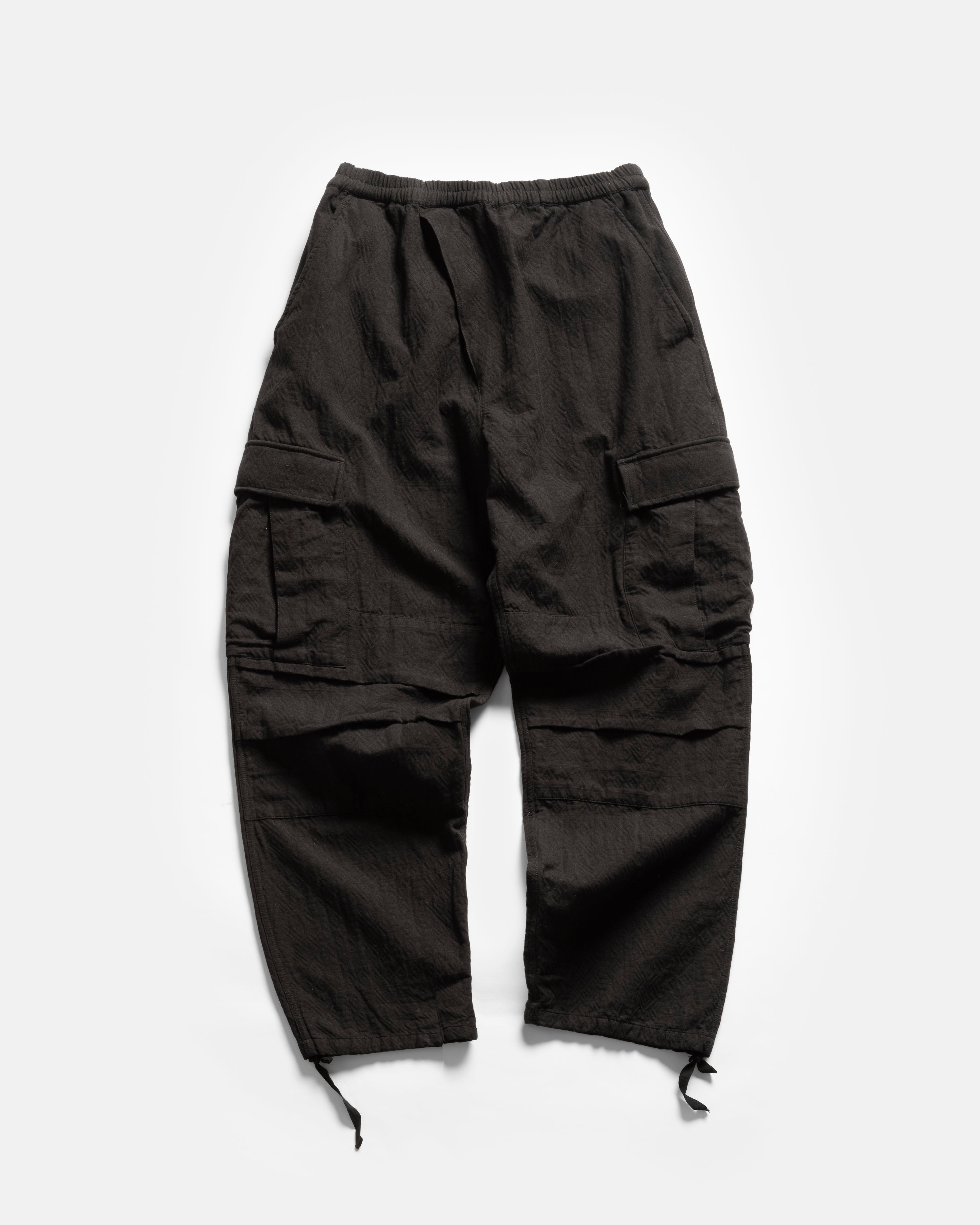 GORECKI CARGO PANT - BLACK DOUBLE WEAVE JACQUARD COTTON