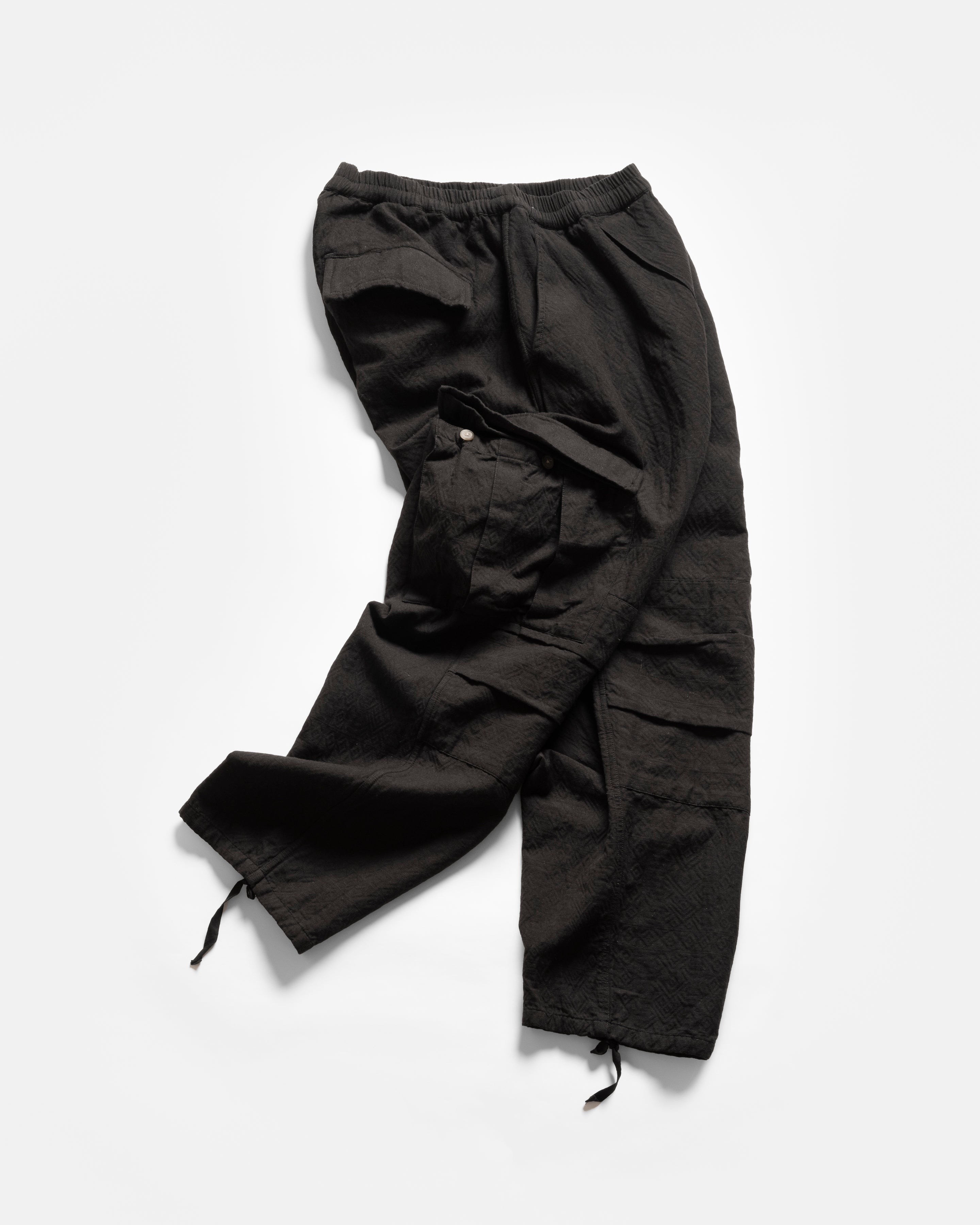 GORECKI CARGO PANT - BLACK DOUBLE WEAVE JACQUARD COTTON