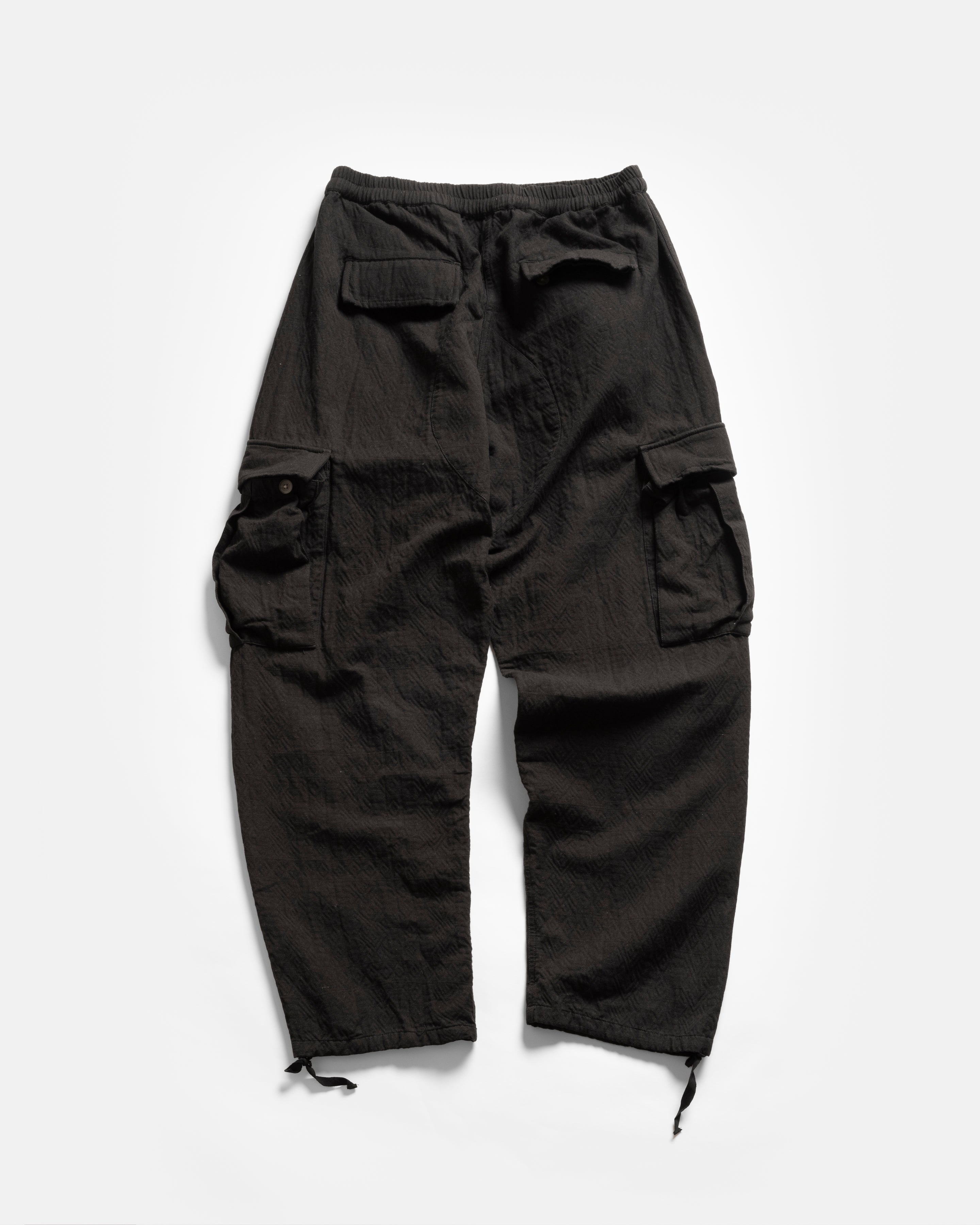 GORECKI CARGO PANT - BLACK DOUBLE WEAVE JACQUARD COTTON