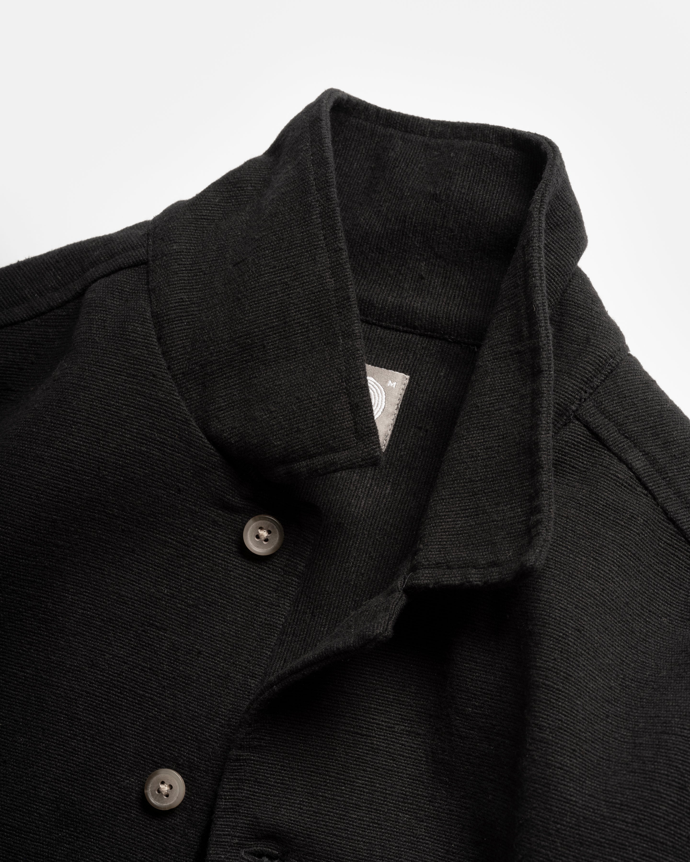 SAM SHIRT JACKET - BLACK HANDSPUN COTTON CANVAS