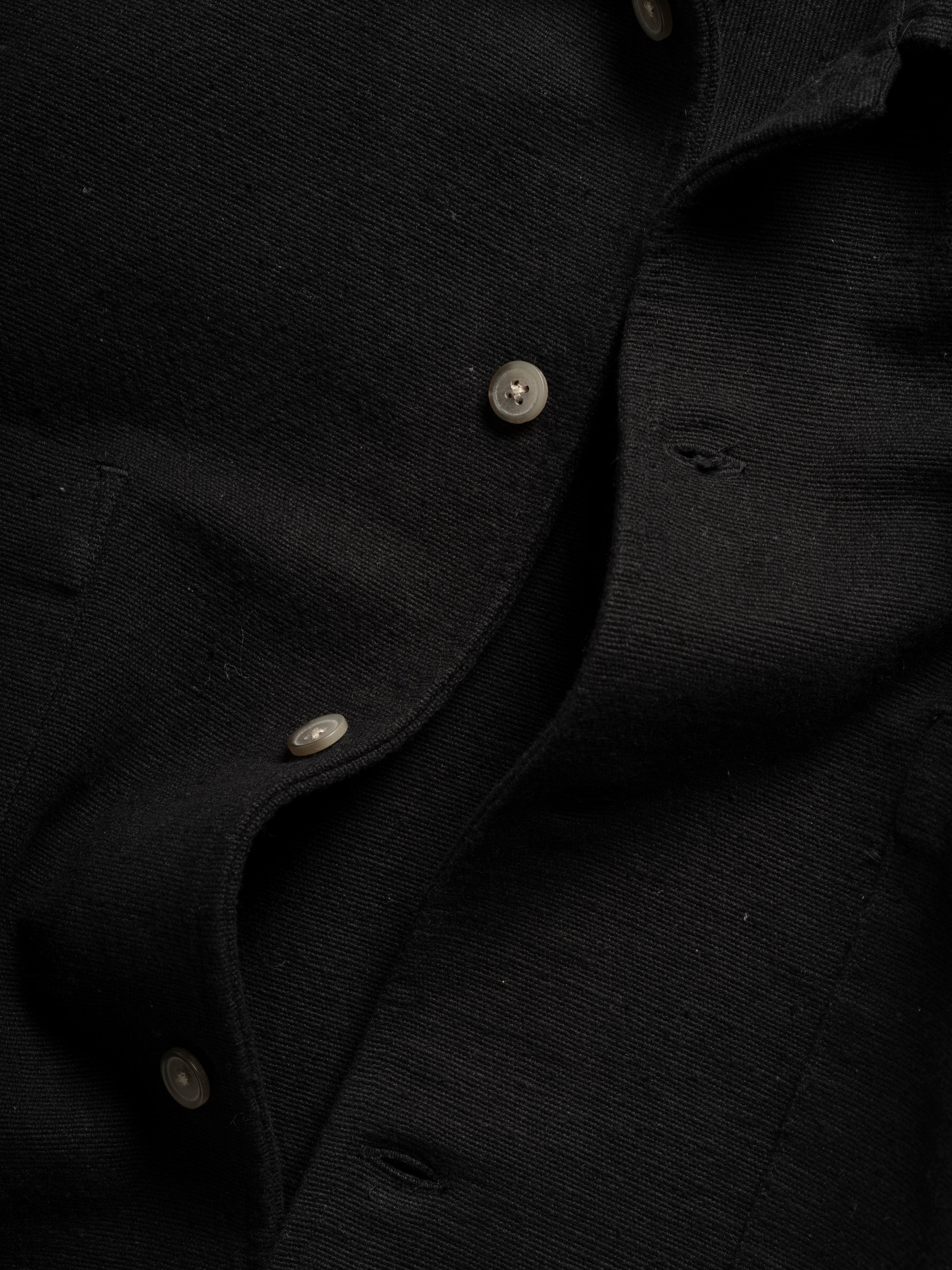 SAM SHIRT JACKET - BLACK HANDSPUN COTTON CANVAS