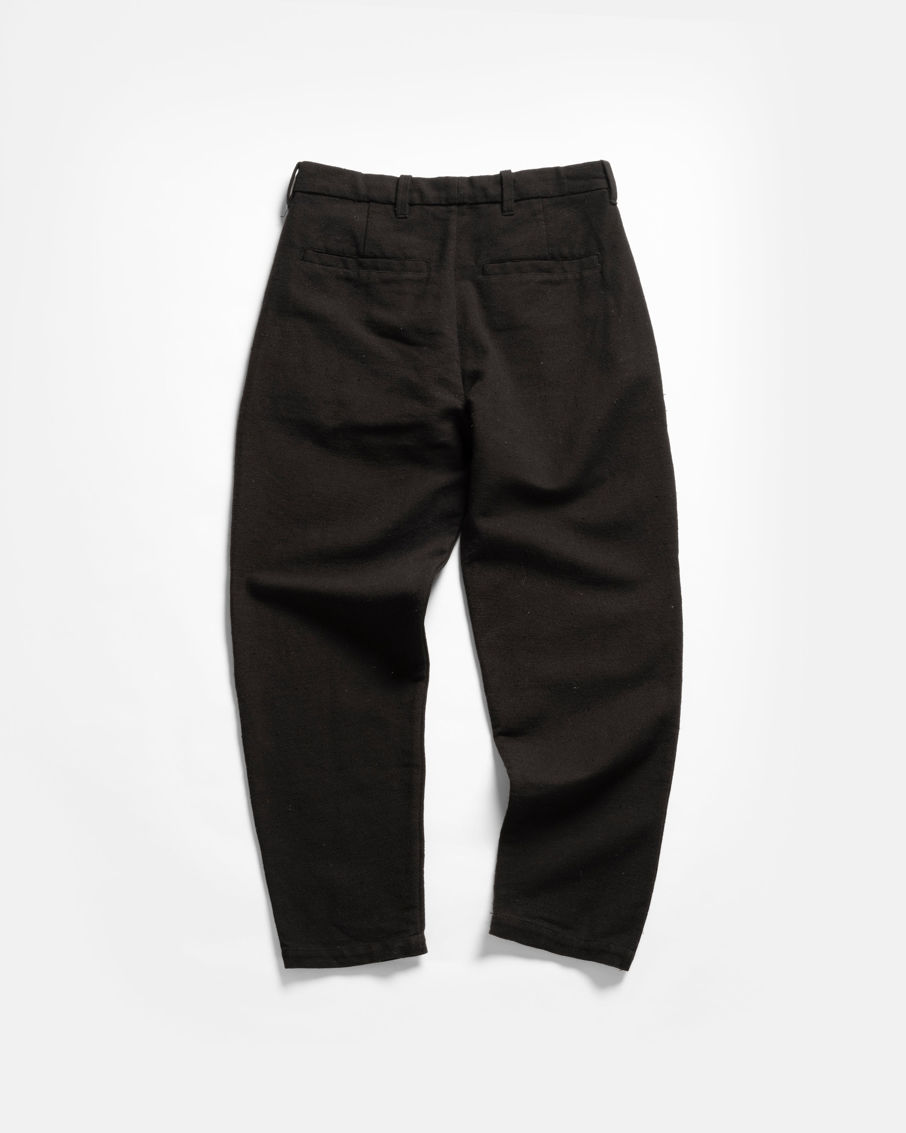 JIAN SINGLE PLEAT PANT - BLACK HANDSPUN COTTON CANVAS