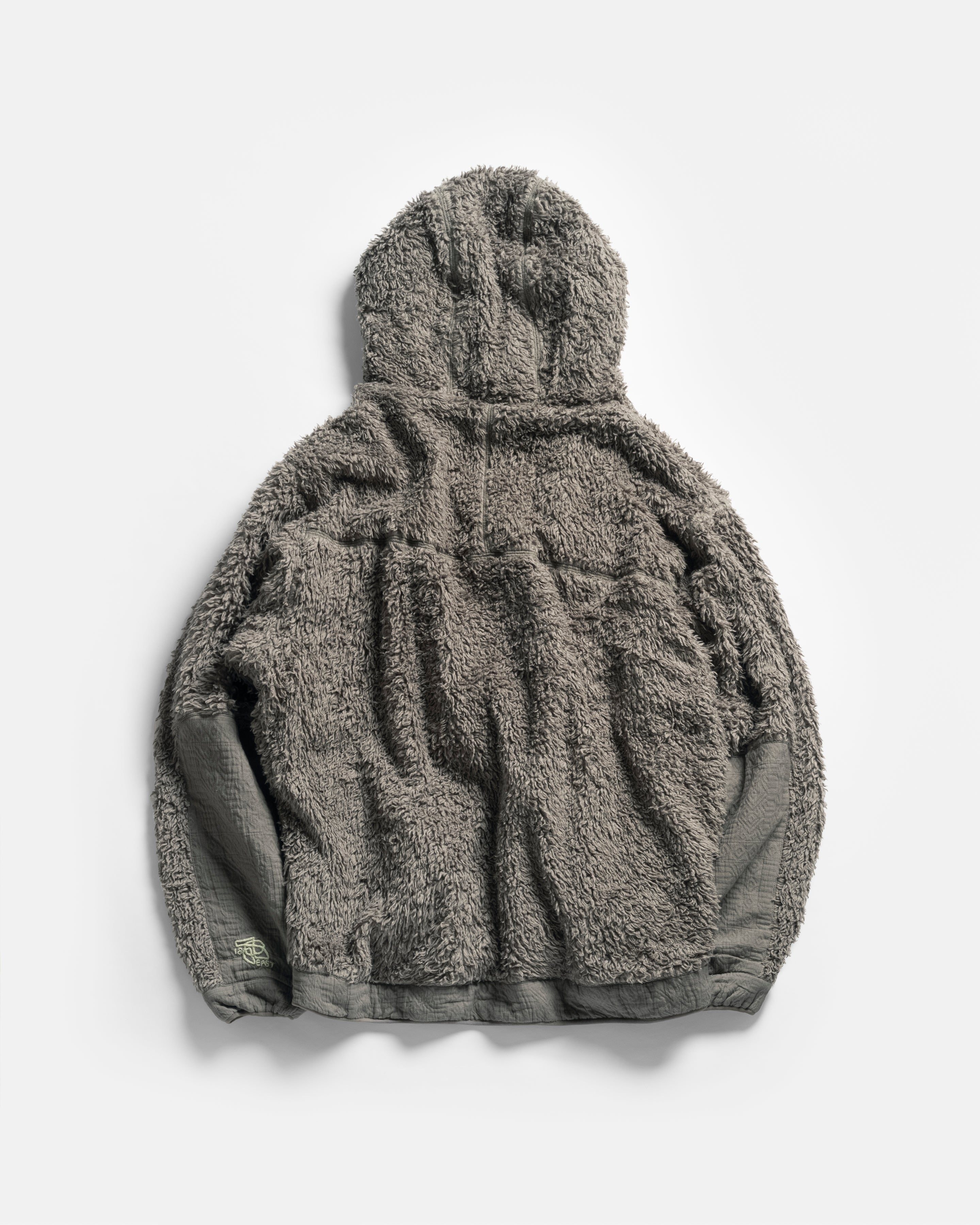 TEMPO HOODED FLEECE - FADED FOLIAGE ORGANIC COTTON SHERPA AND DOUBLE WEAVE JACQUARD COTTON