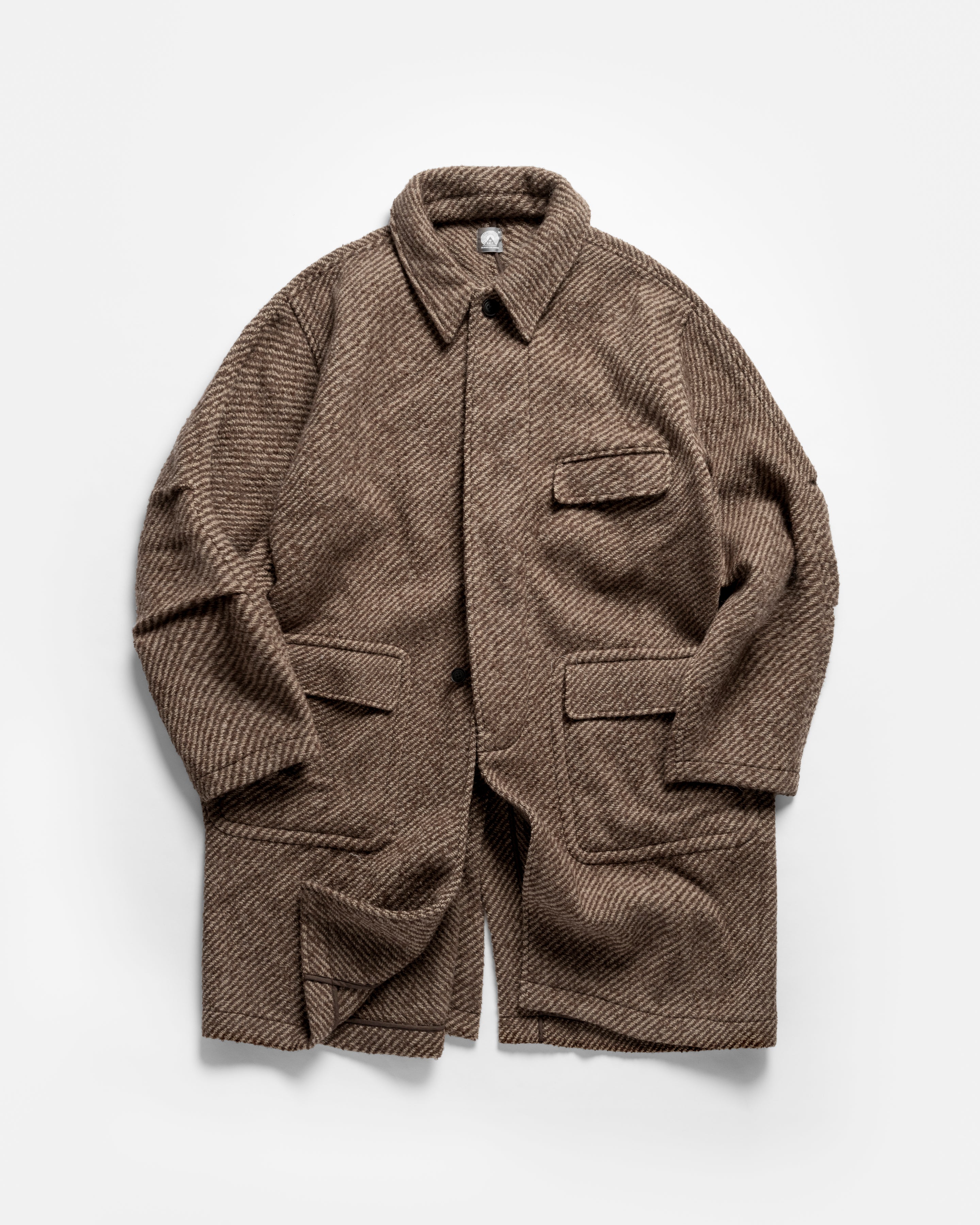 LAMAR HALF RAGLAN TOPCOAT - EARTH / DUNE EXPLODED TWILL ALPACA & WOOL TWEED