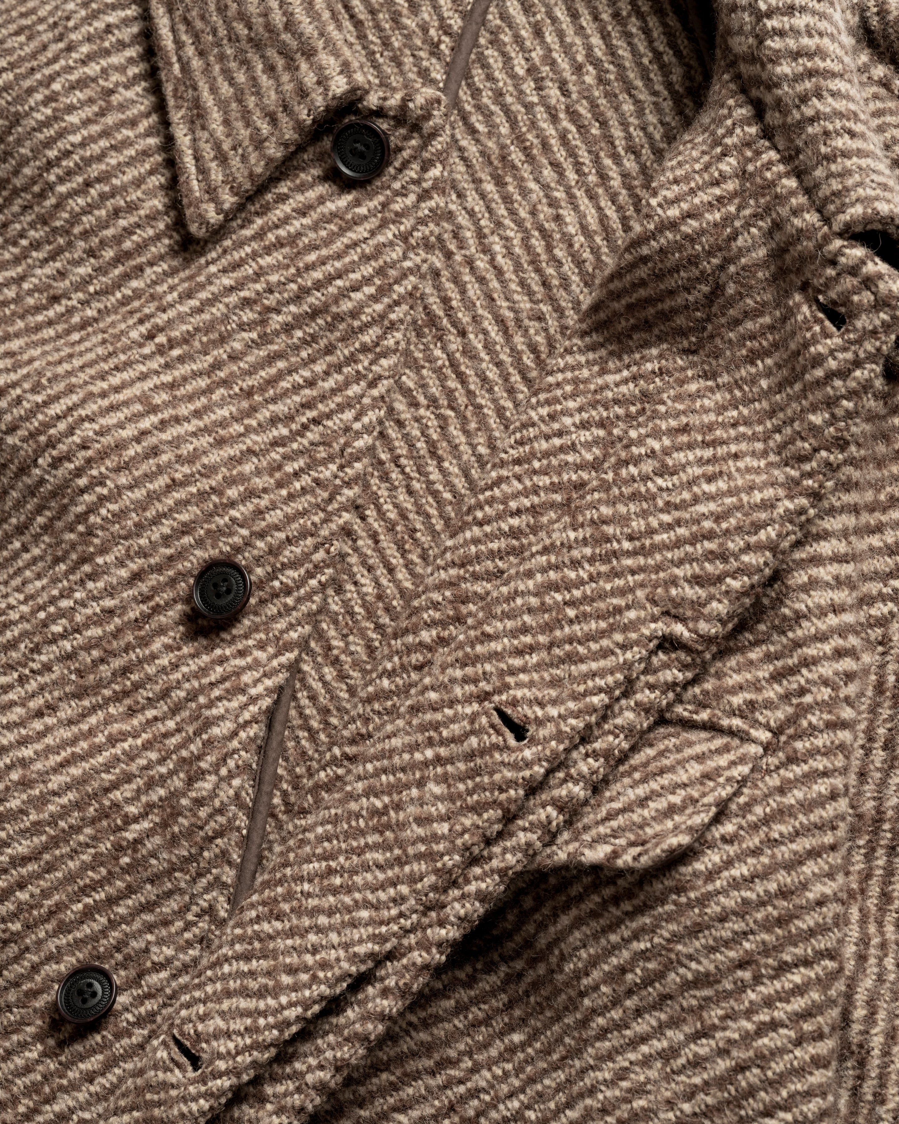 LAMAR HALF RAGLAN TOPCOAT - EARTH / DUNE EXPLODED TWILL ALPACA & WOOL TWEED