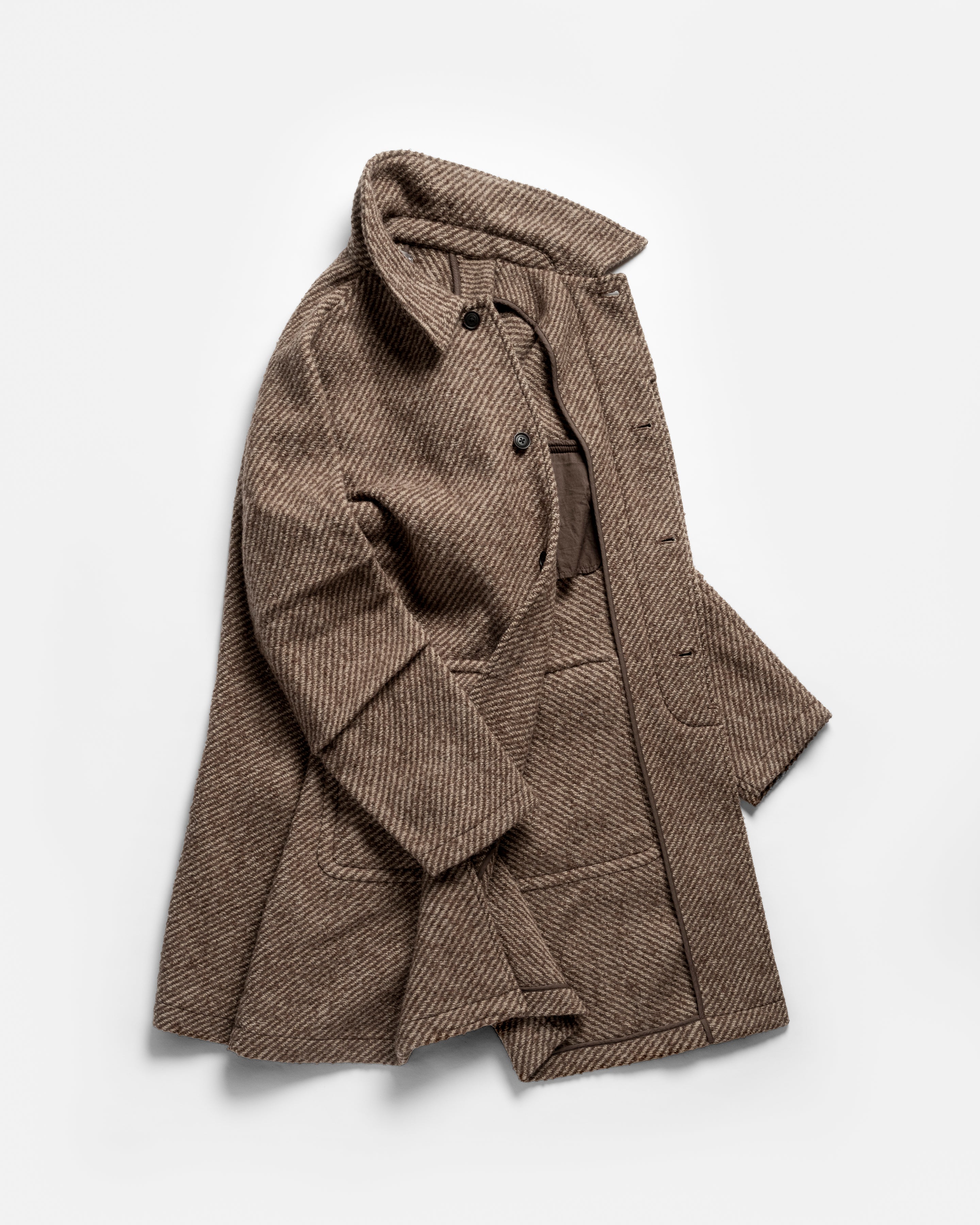 LAMAR HALF RAGLAN TOPCOAT - EARTH / DUNE EXPLODED TWILL ALPACA & WOOL TWEED