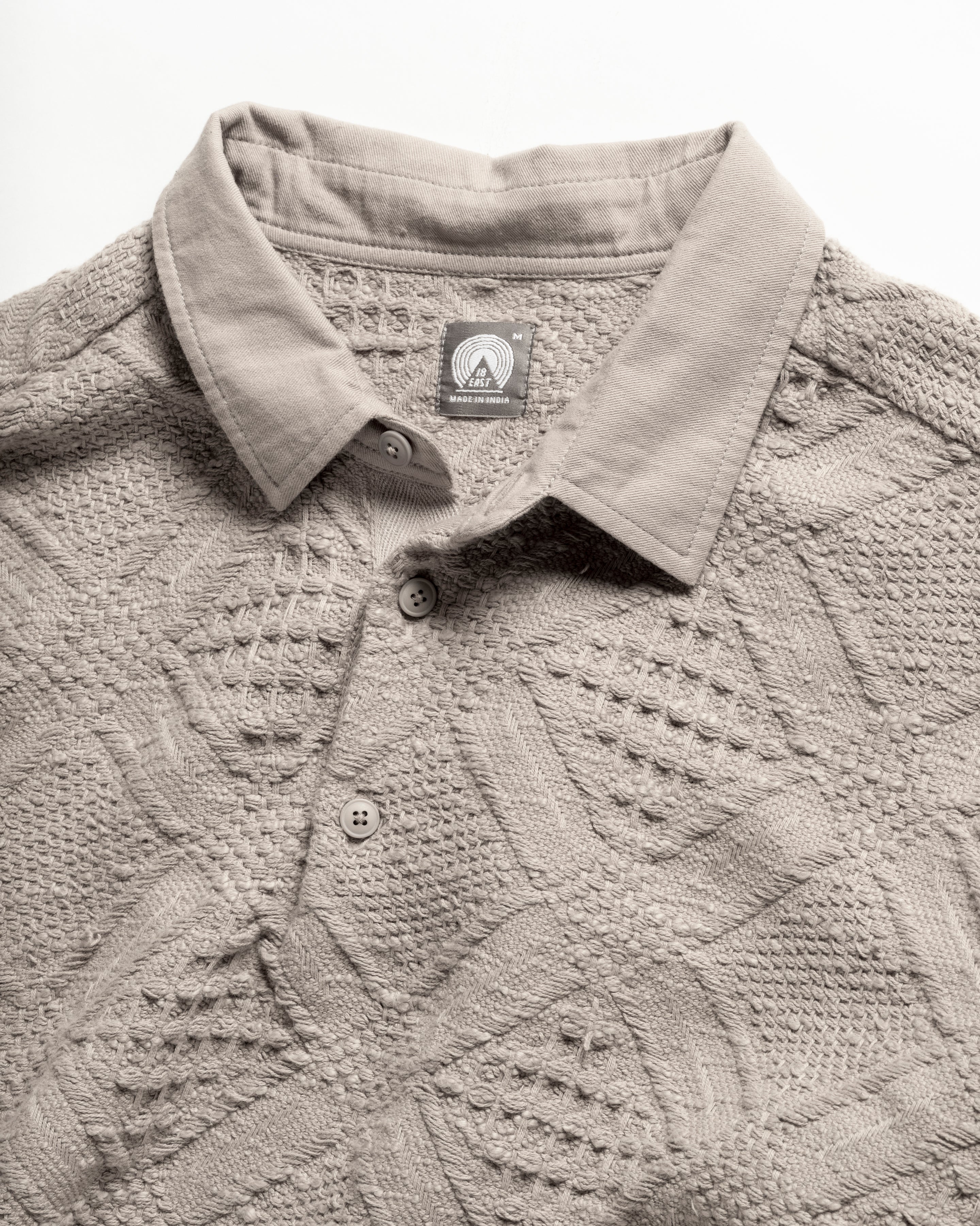 HOMER “SWEATER” LS POLO - FADED ALMOND HANDLOOM COTTON BLANKETING