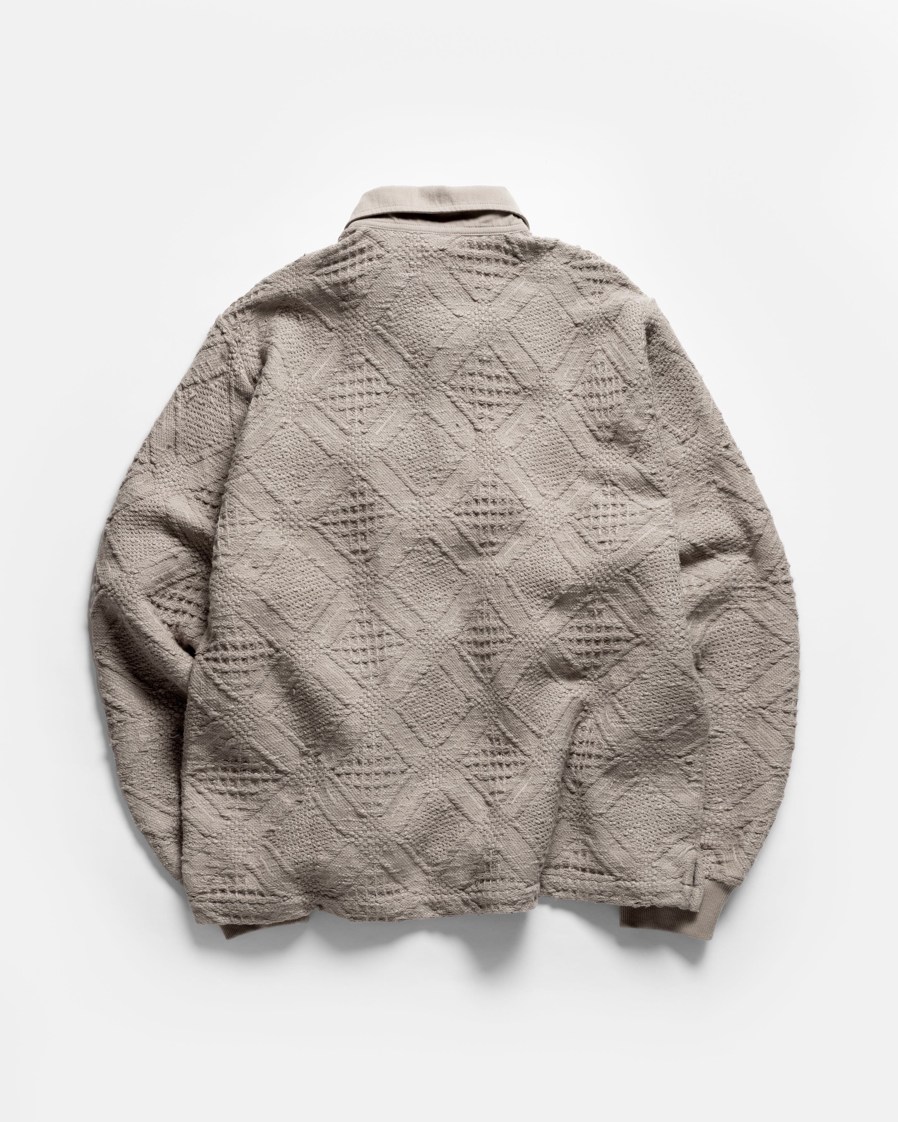 HOMER “SWEATER” LS POLO - FADED ALMOND HANDLOOM COTTON BLANKETING