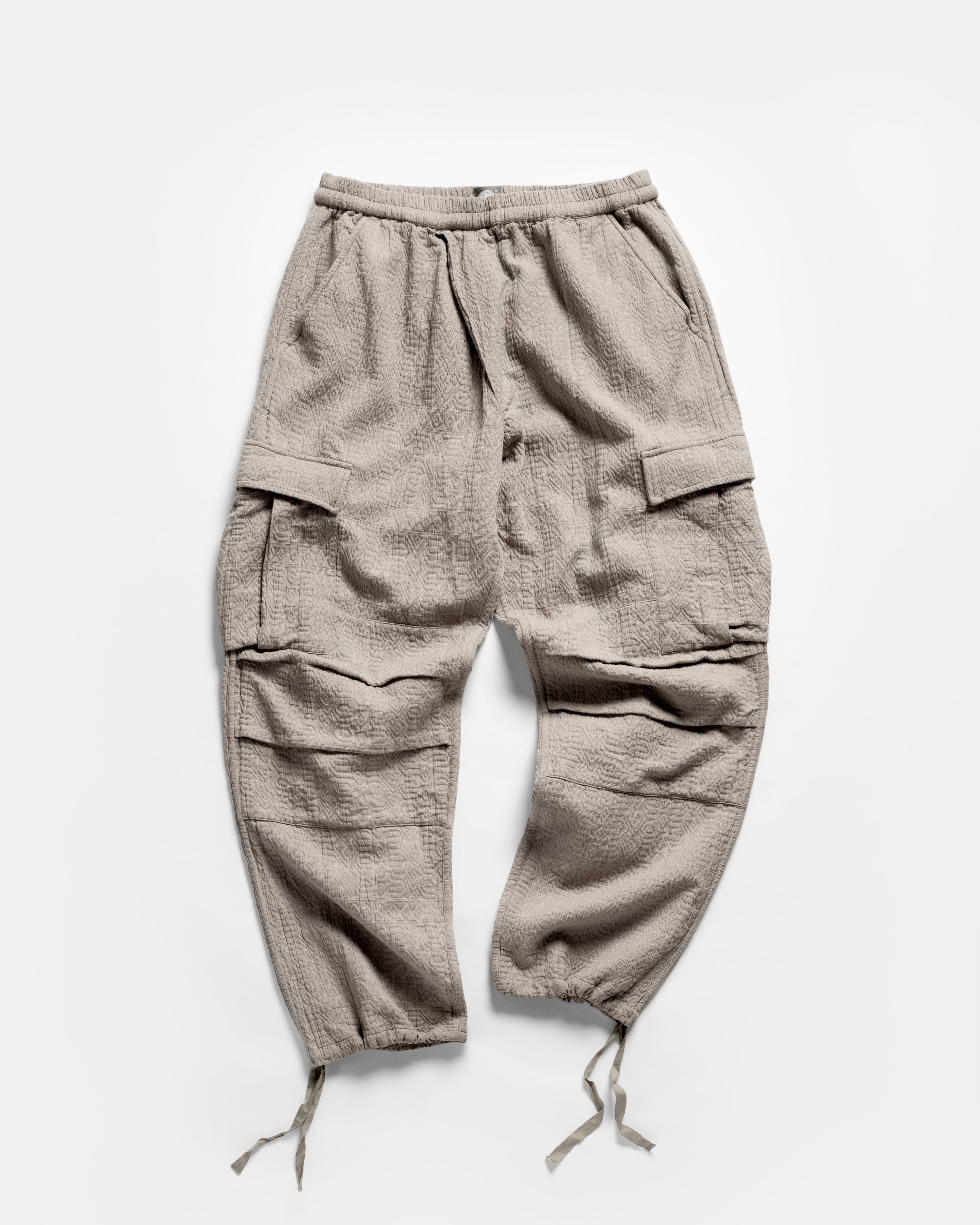 GORECKI CARGO PANT - FADED ALMOND DOUBLE WEAVE JACQUARD COTTON