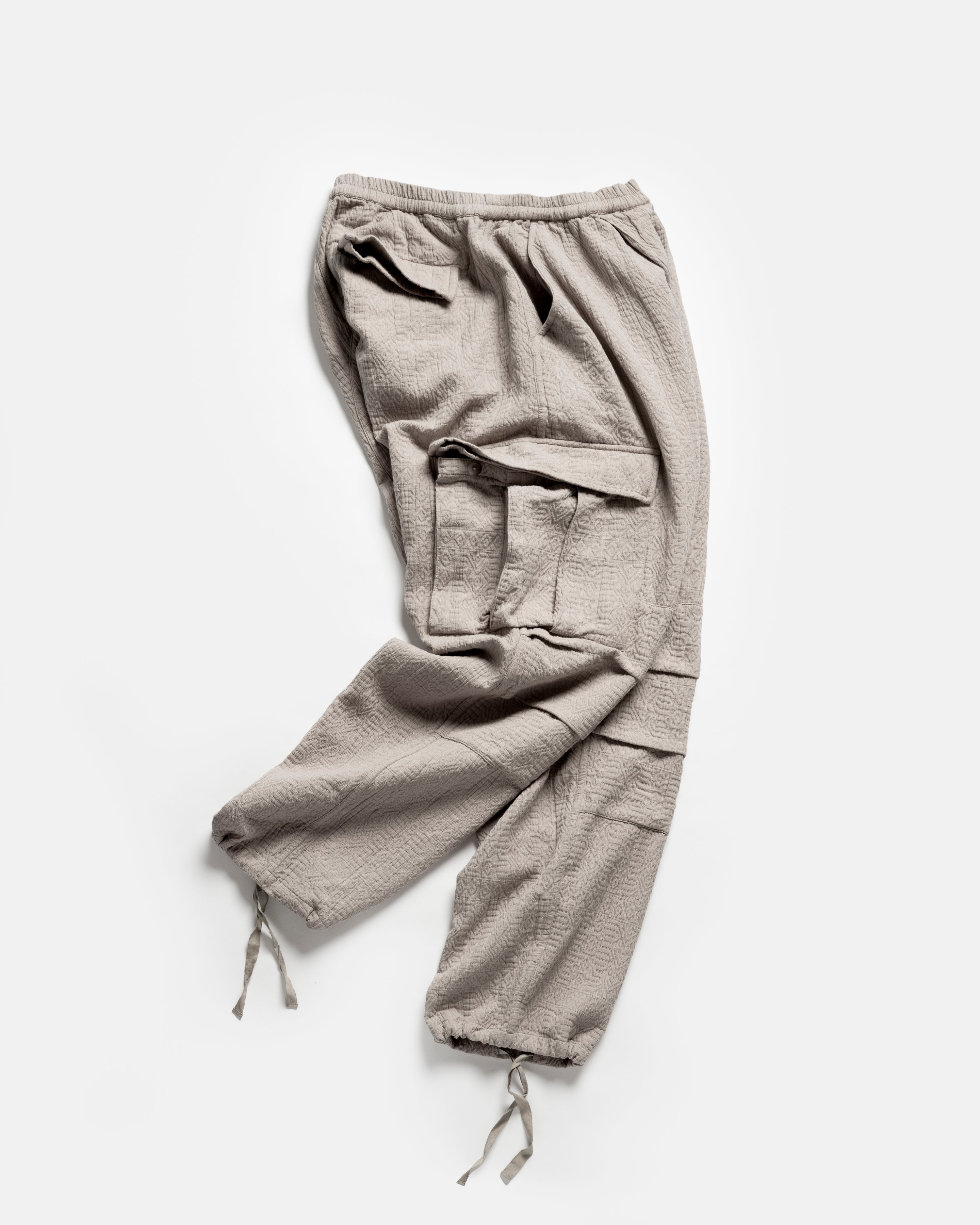 GORECKI CARGO PANT - FADED ALMOND DOUBLE WEAVE JACQUARD COTTON