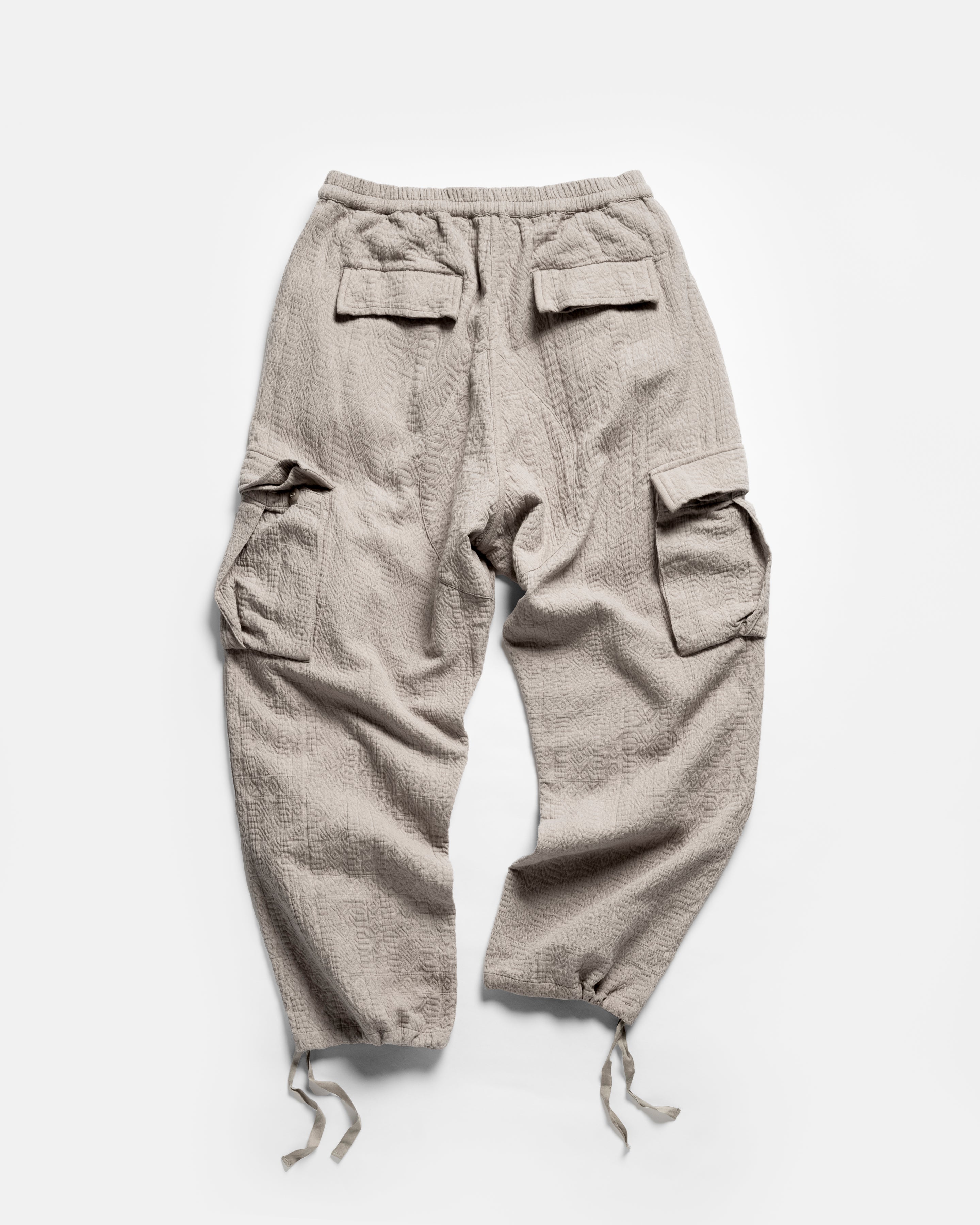 GORECKI CARGO PANT - FADED ALMOND DOUBLE WEAVE JACQUARD COTTON