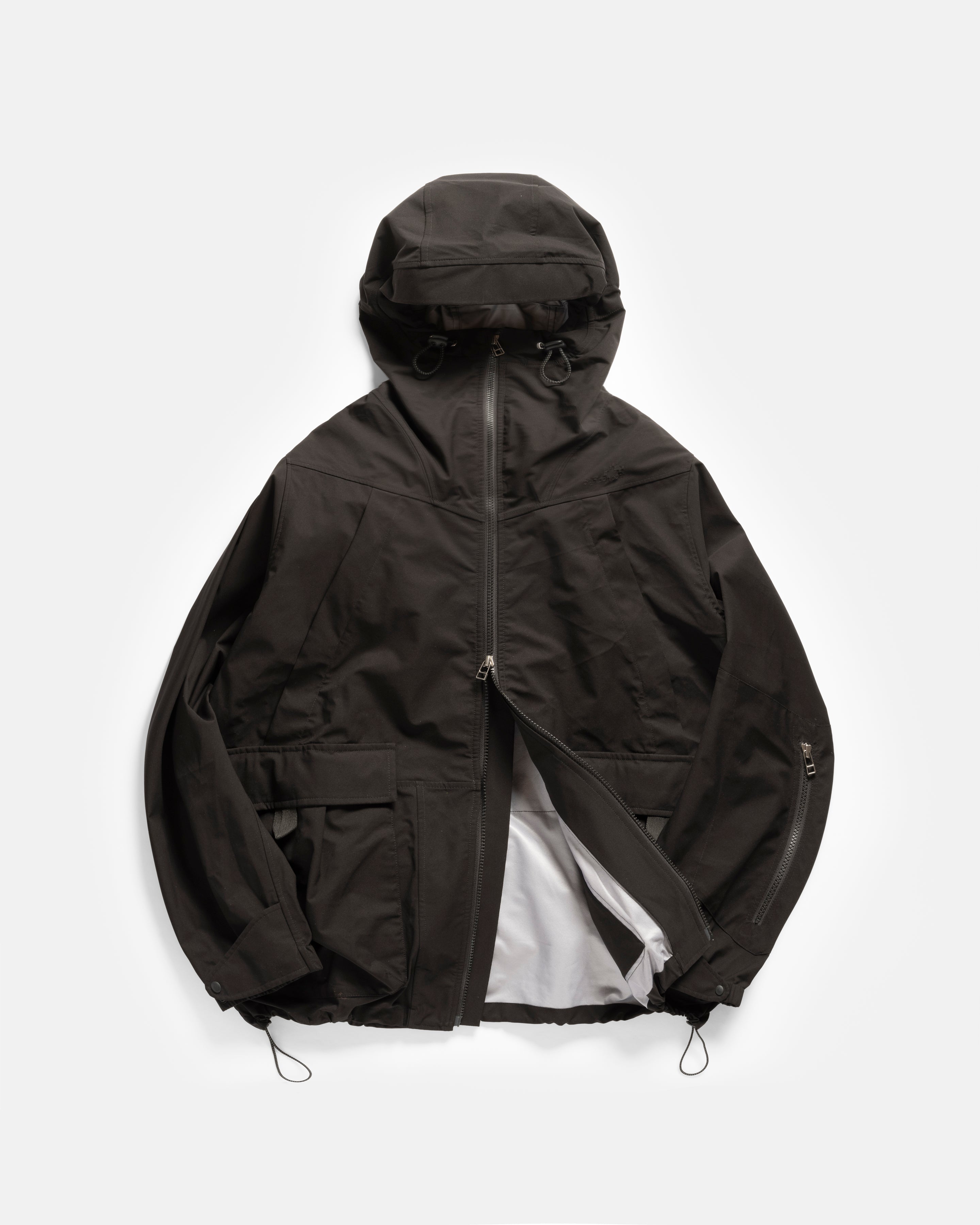 CASCADE OUTDOOR PROTECTION SYSTEM HOODED SHELL - BLACK WATER-REPELLENT 3L BONDED MEMBRANE