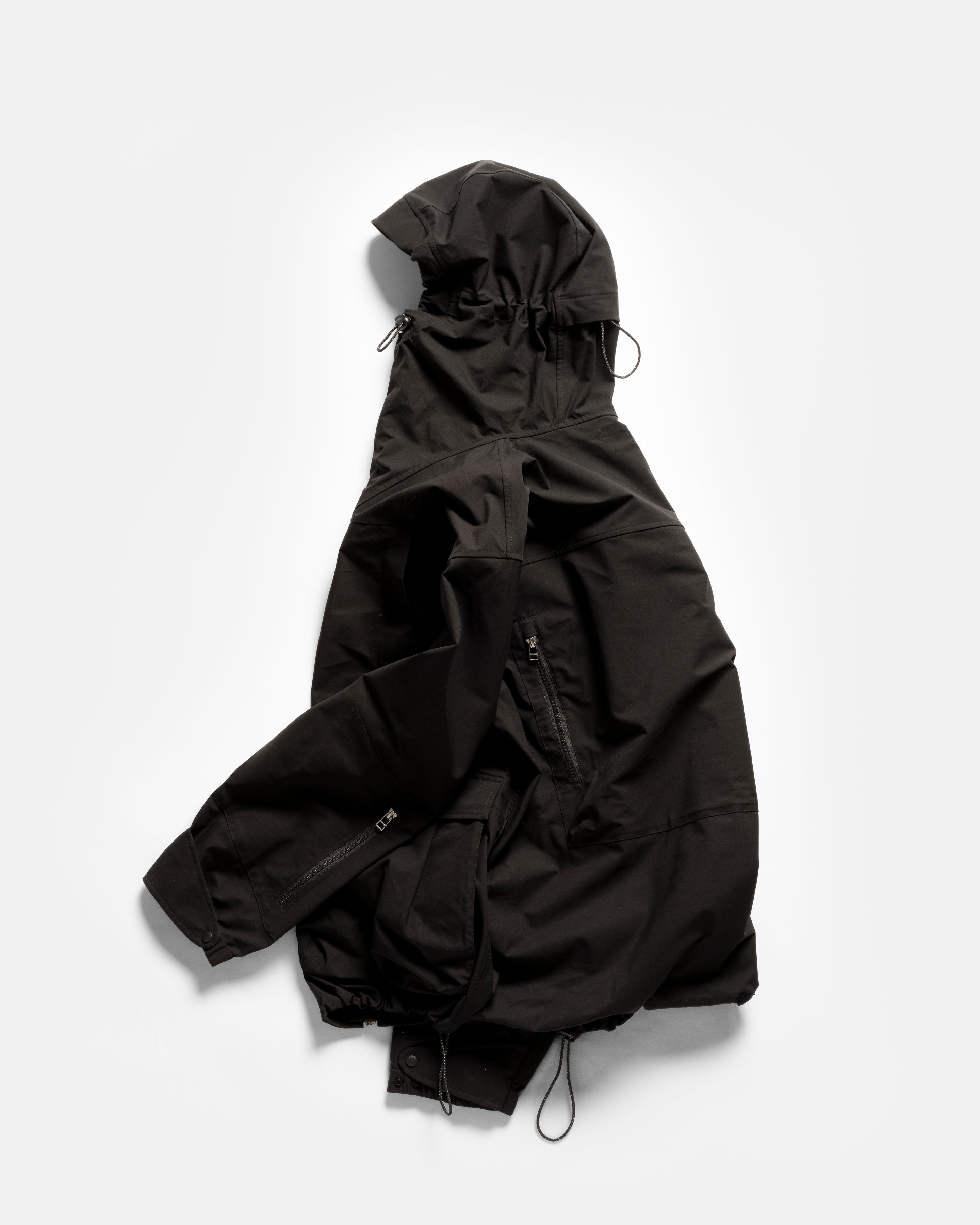 CASCADE OUTDOOR PROTECTION SYSTEM HOODED SHELL - BLACK WATER-REPELLENT 3L BONDED MEMBRANE