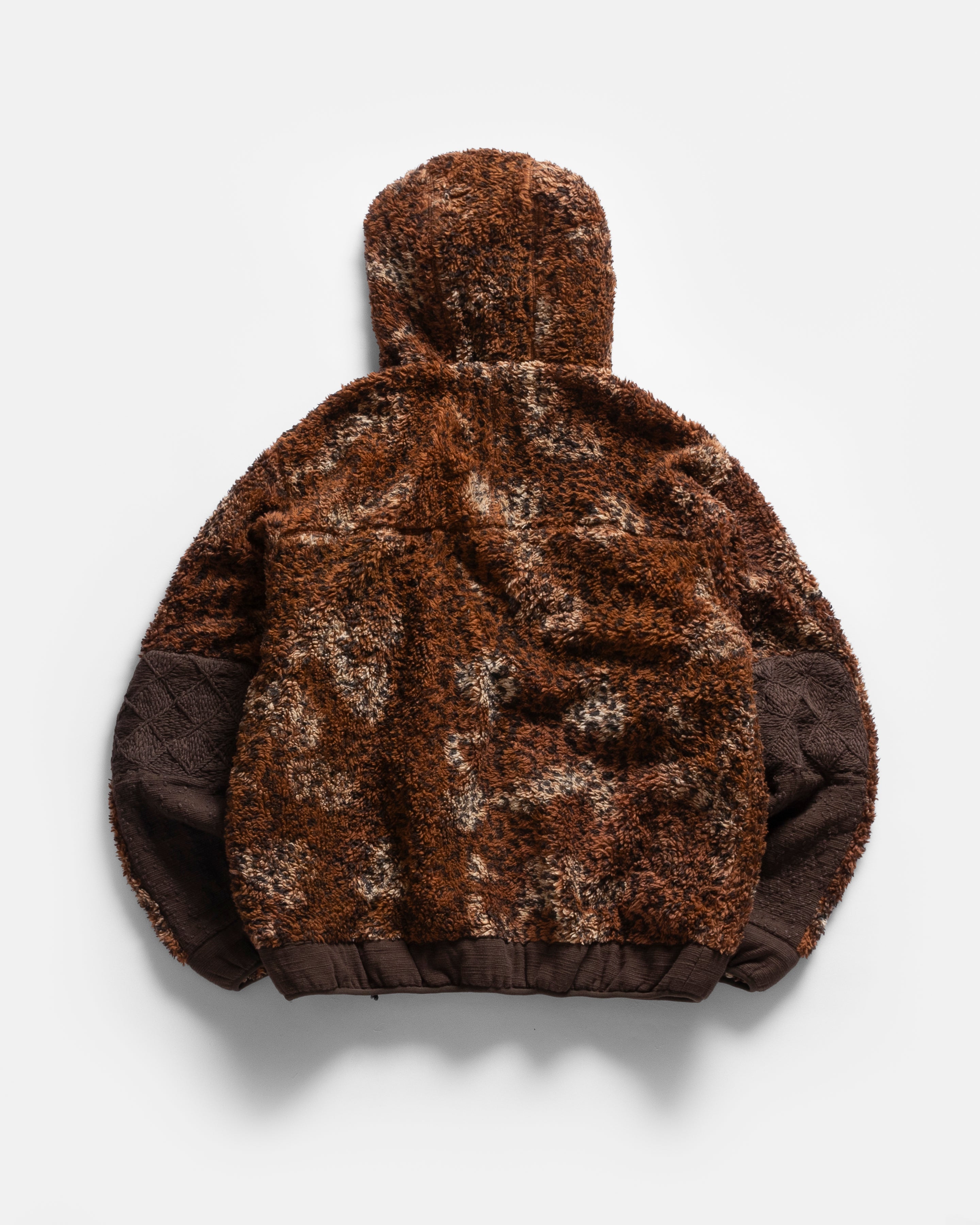 TEMPO HOODED FLEECE - DABU BLOCK PRINTED LEOPARD ORGANIC COTTON SHERPA AND HANDSPUN COTTON DUCK