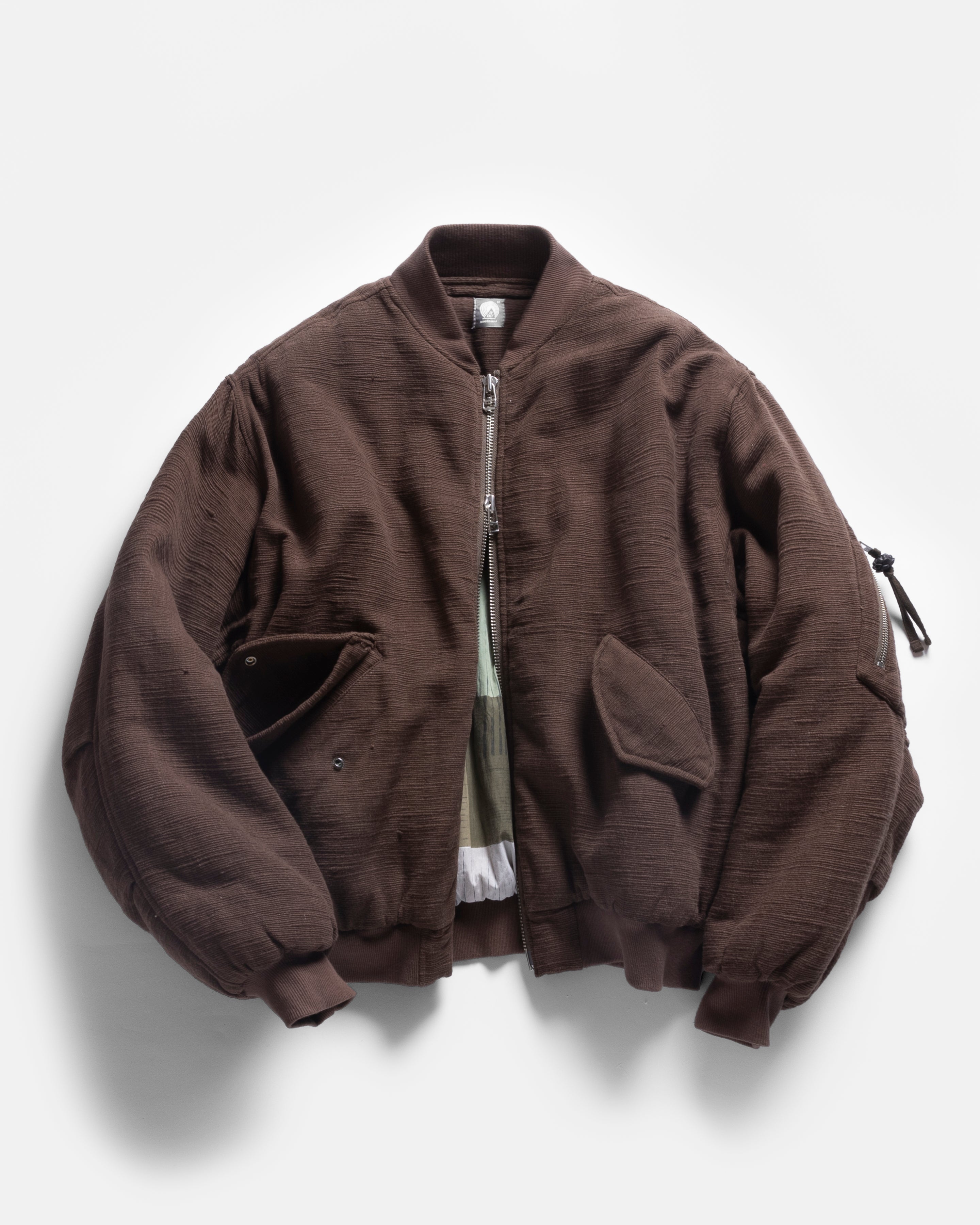 HANDWOVEN FLIGHT JACKET - CACAO KHADI COTTON DUCK