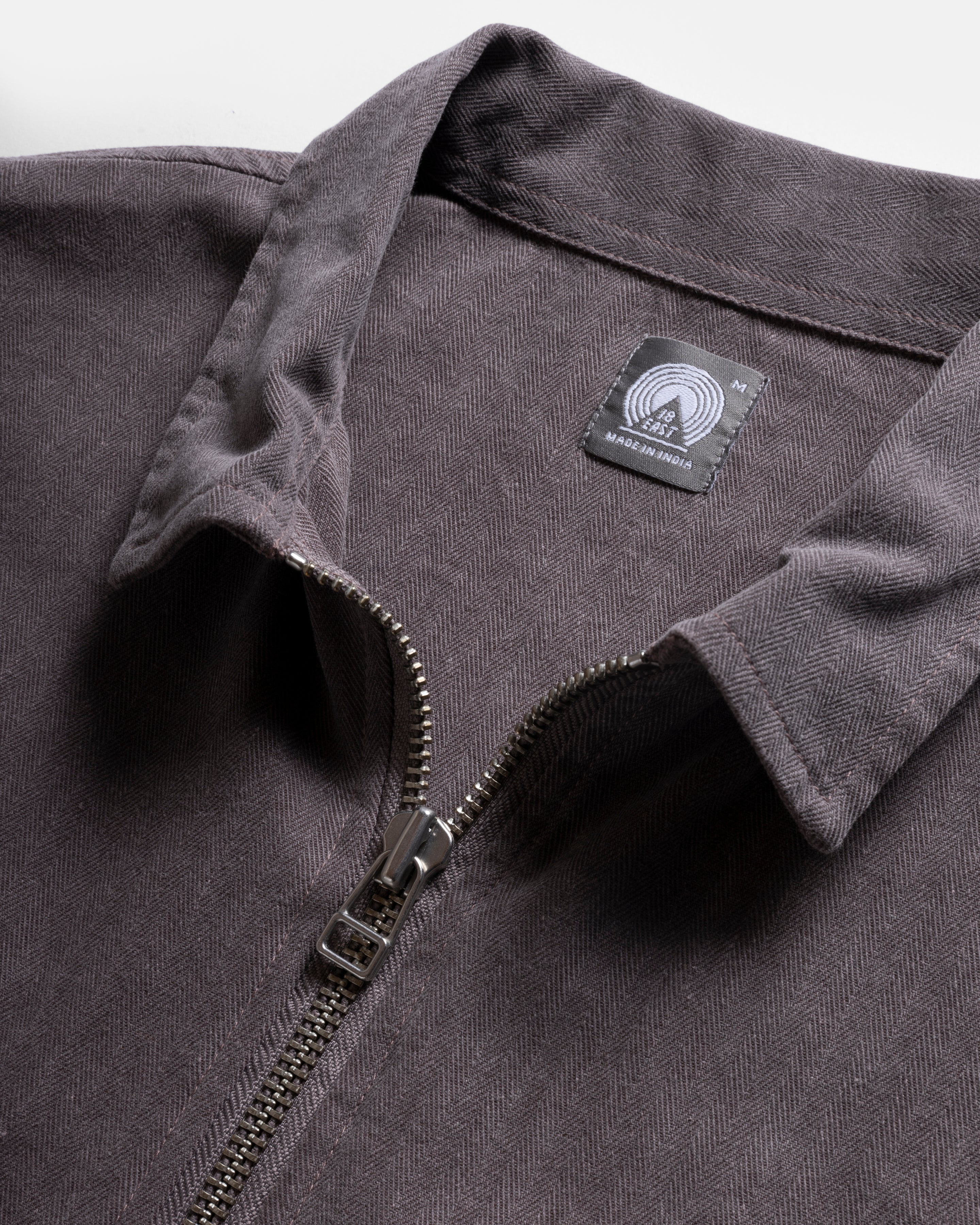 FULL-ZIP CALEB SHIRT - MAUVE FOG YARN DYED HBT MIL-SPEC COTTON