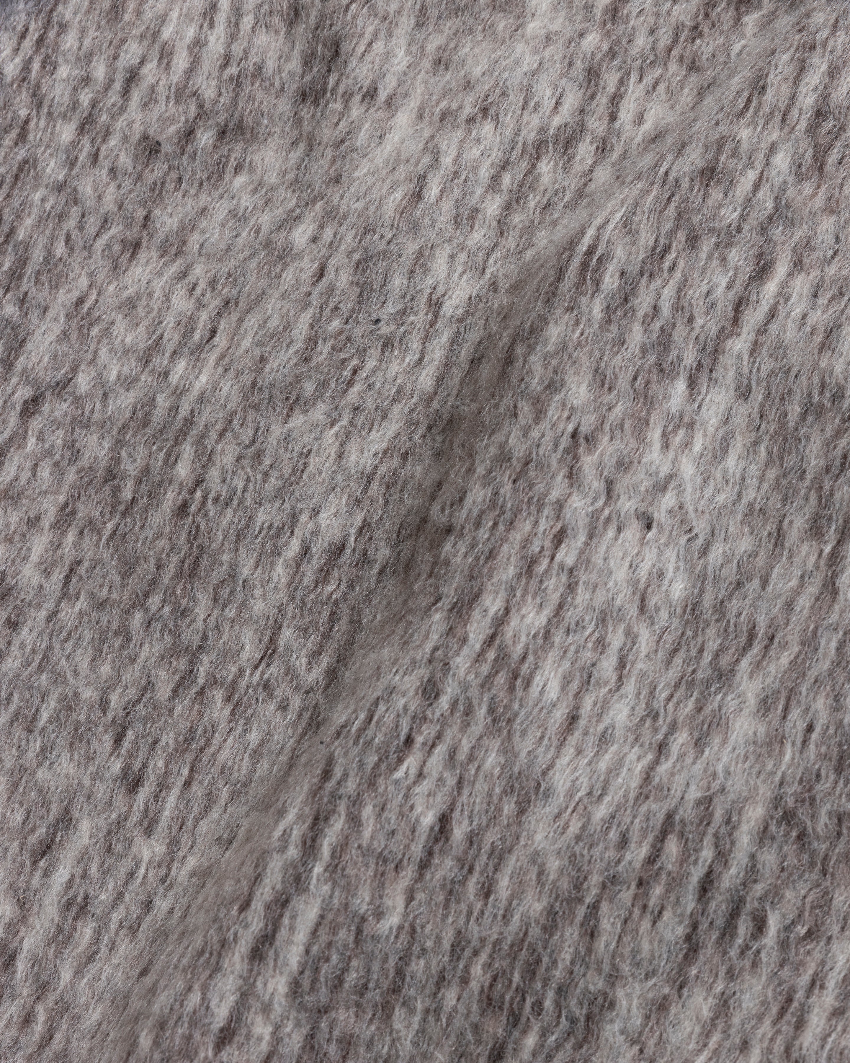 FOLA “FOHAIR” CARDIGAN - ECRU / FOG / CACAO SHAGGY BLENDED WOOL