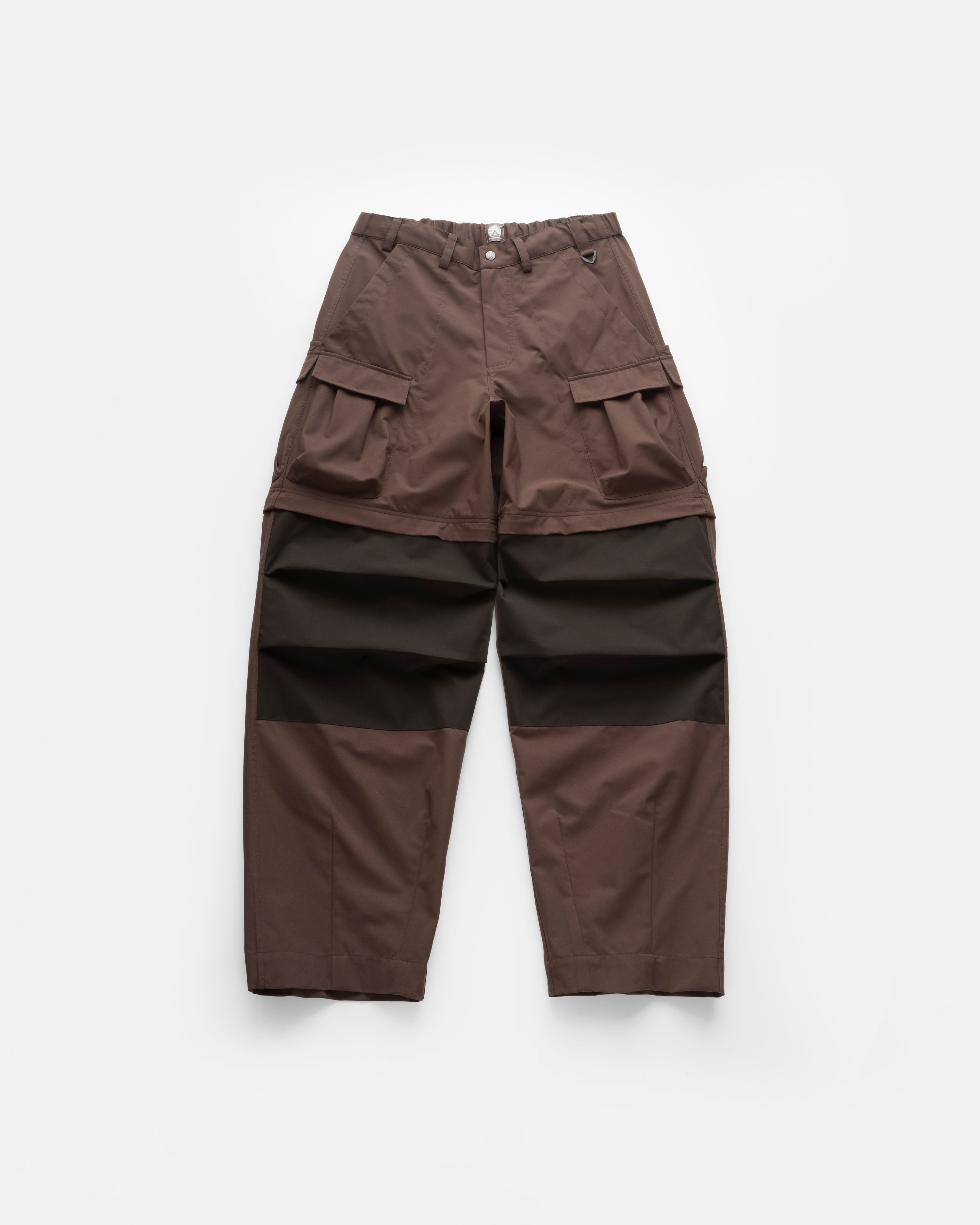 CASCADE OUTDOOR PROTECTION SYSTEM CONVERTIBLE CARGO PANT - BROWN / WASHED BLACK WATER-REPELLENT BONDED MEMBRANE